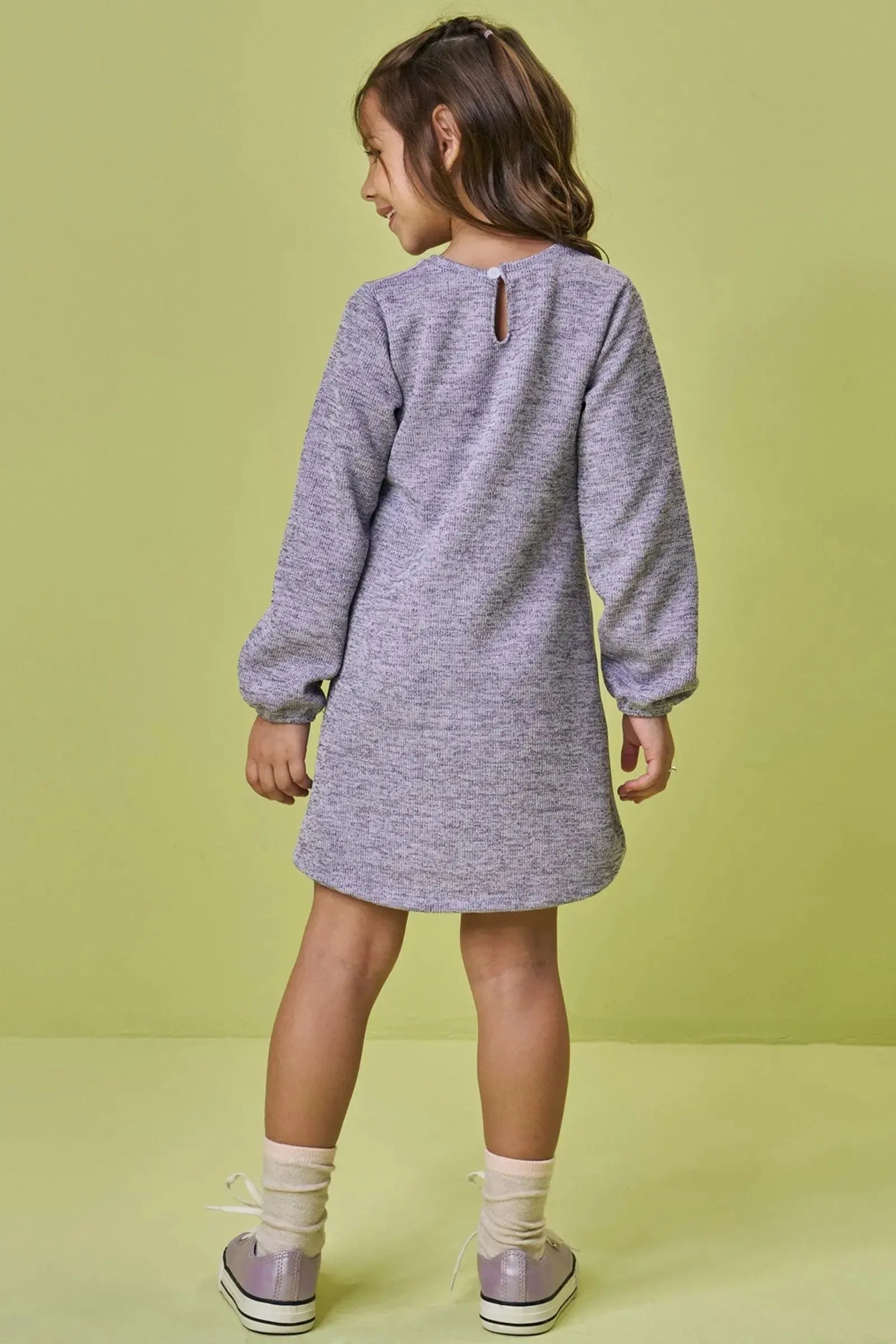 Vestido em Malha Shine e Molecotton 92643 Kukiê Infantil Menina