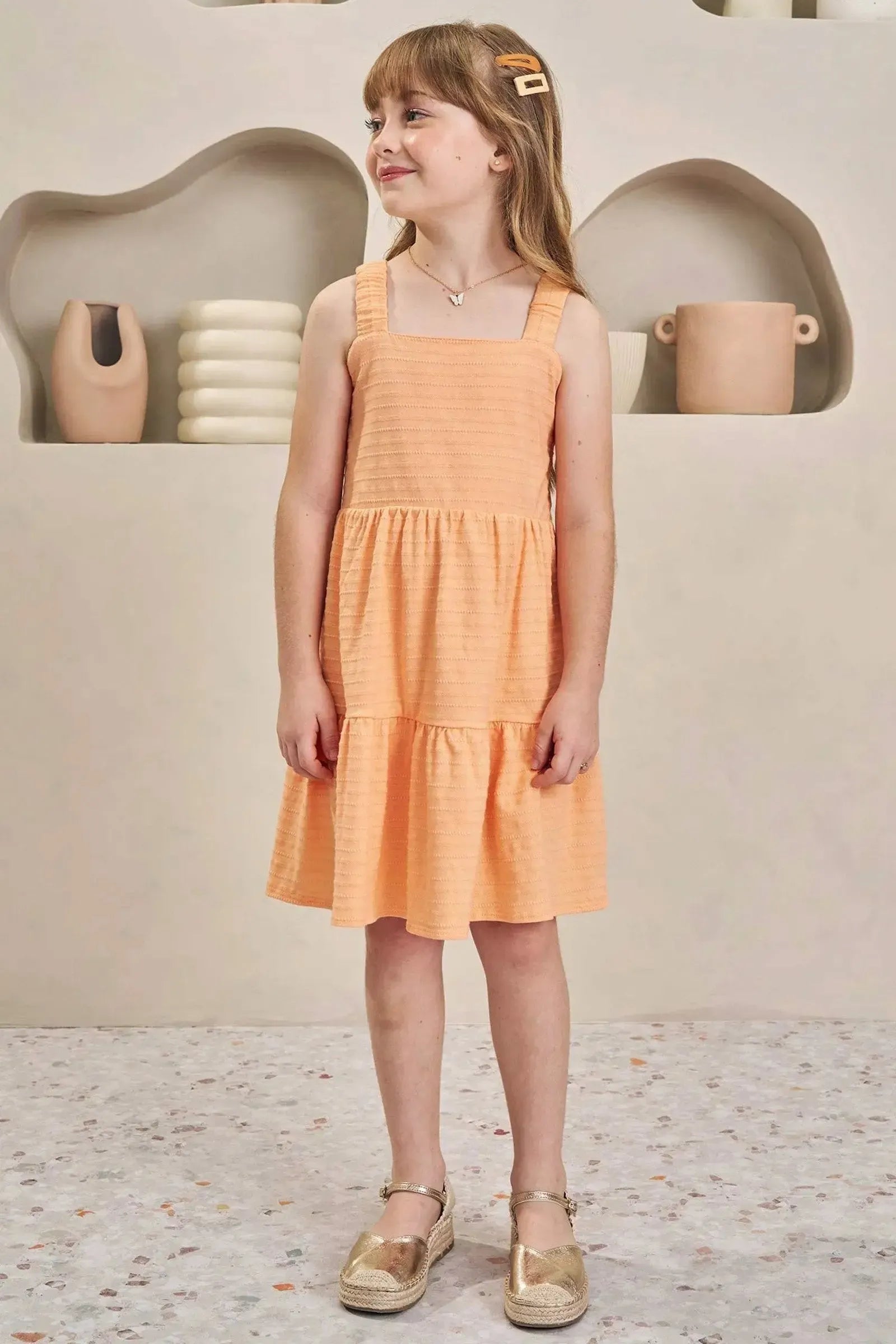 Vestido em Malha Textura 84881 Infanti Infantil Menina