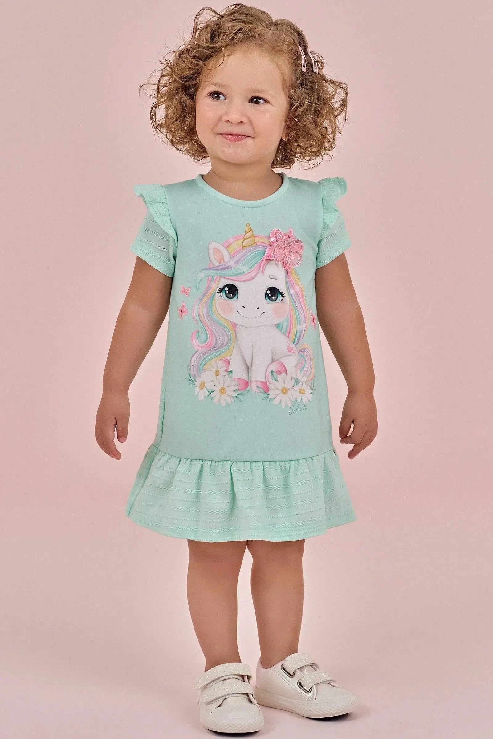 Vestido em Malha Textura 86872 Infanti Bebê Menina