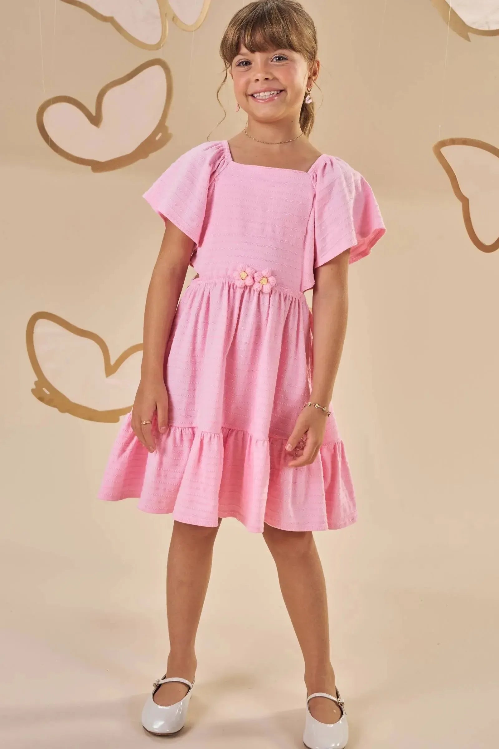 Vestido em Malha Textura 87208 Infanti Infantil Menina