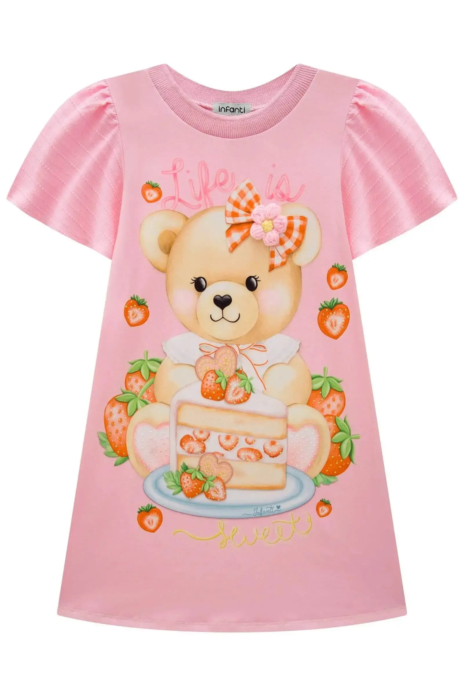 Vestido em Malha Textura 88790 Infanti Infantil Menina