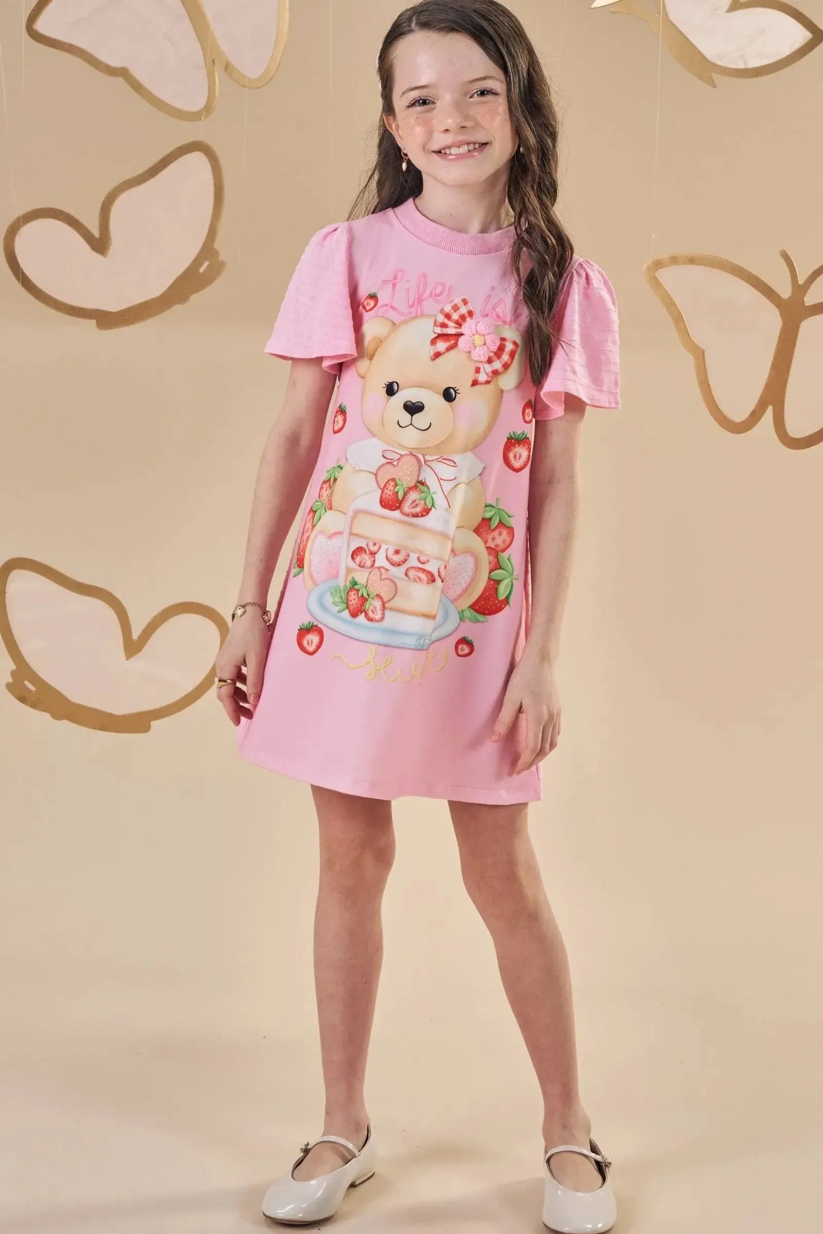 Vestido em Malha Textura 88790 Infanti Infantil Menina