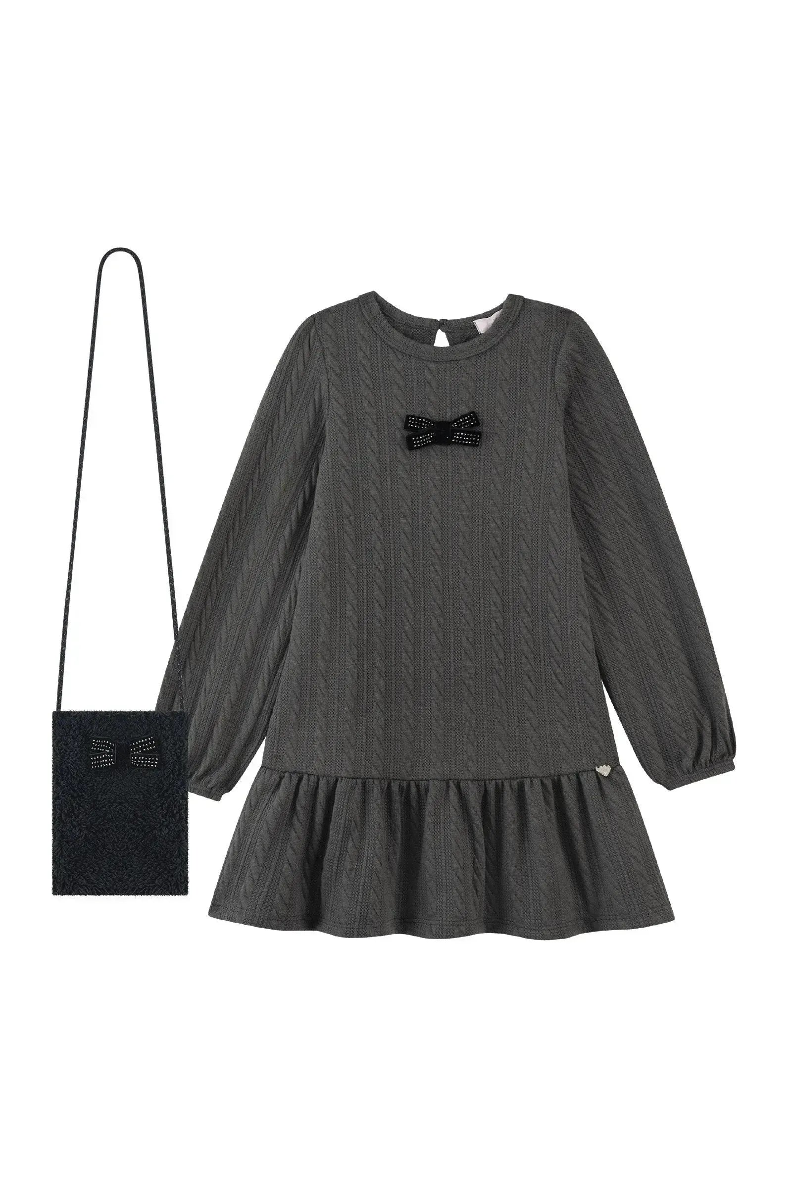 Vestido em Malha Tricot (acompanha Bolsa) 92493 Kukiê Infantil Menina