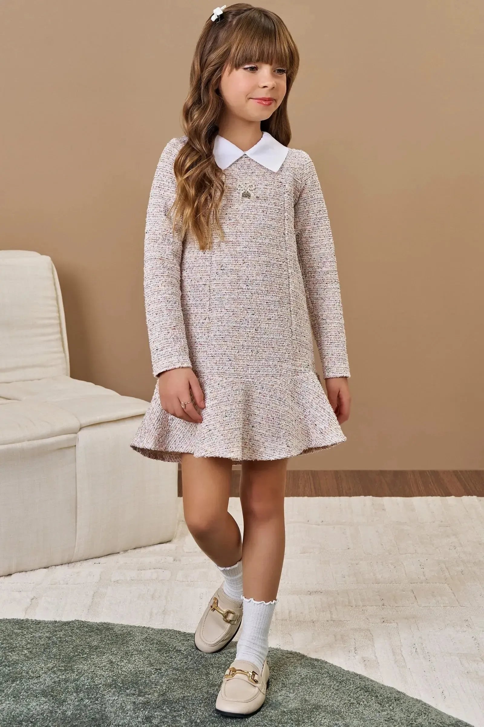 Vestido em Malha Tweed 90338 Infanti Infantil Menina