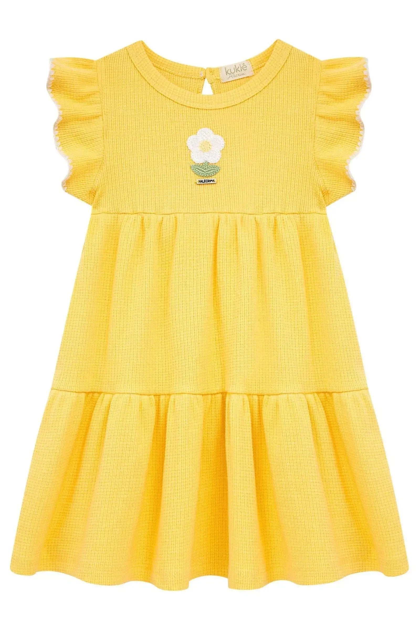Vestido em Malha Waffle 96046 Kukiê Infantil Menina