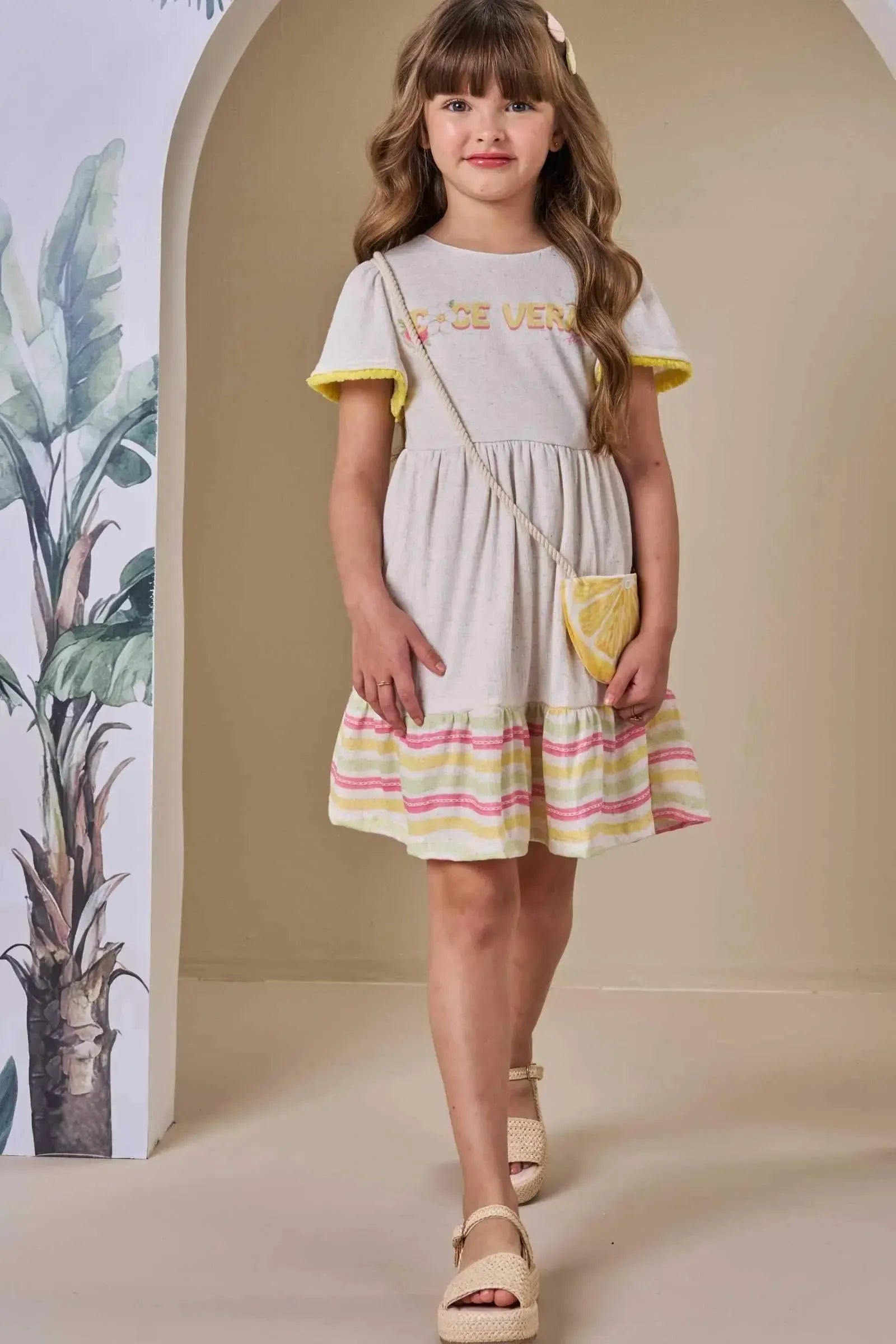Vestido em Malha Wave (acompanha Bolsa) 88112 Infanti Infantil Menina