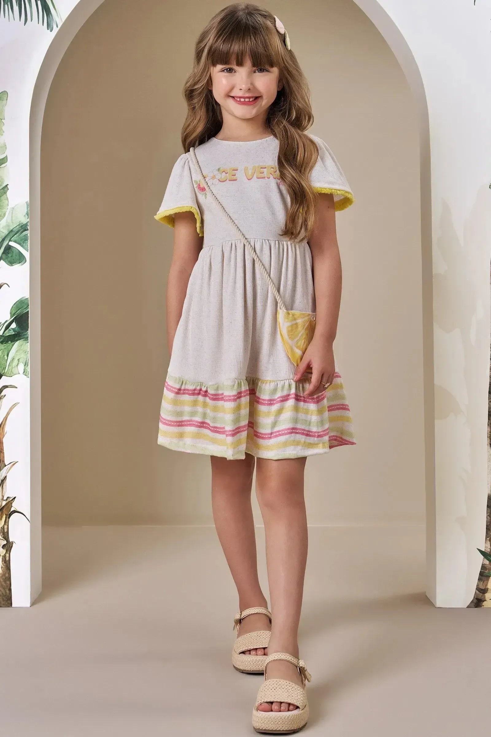 Vestido em Malha Wave (acompanha Bolsa) 88112 Infanti Infantil Menina