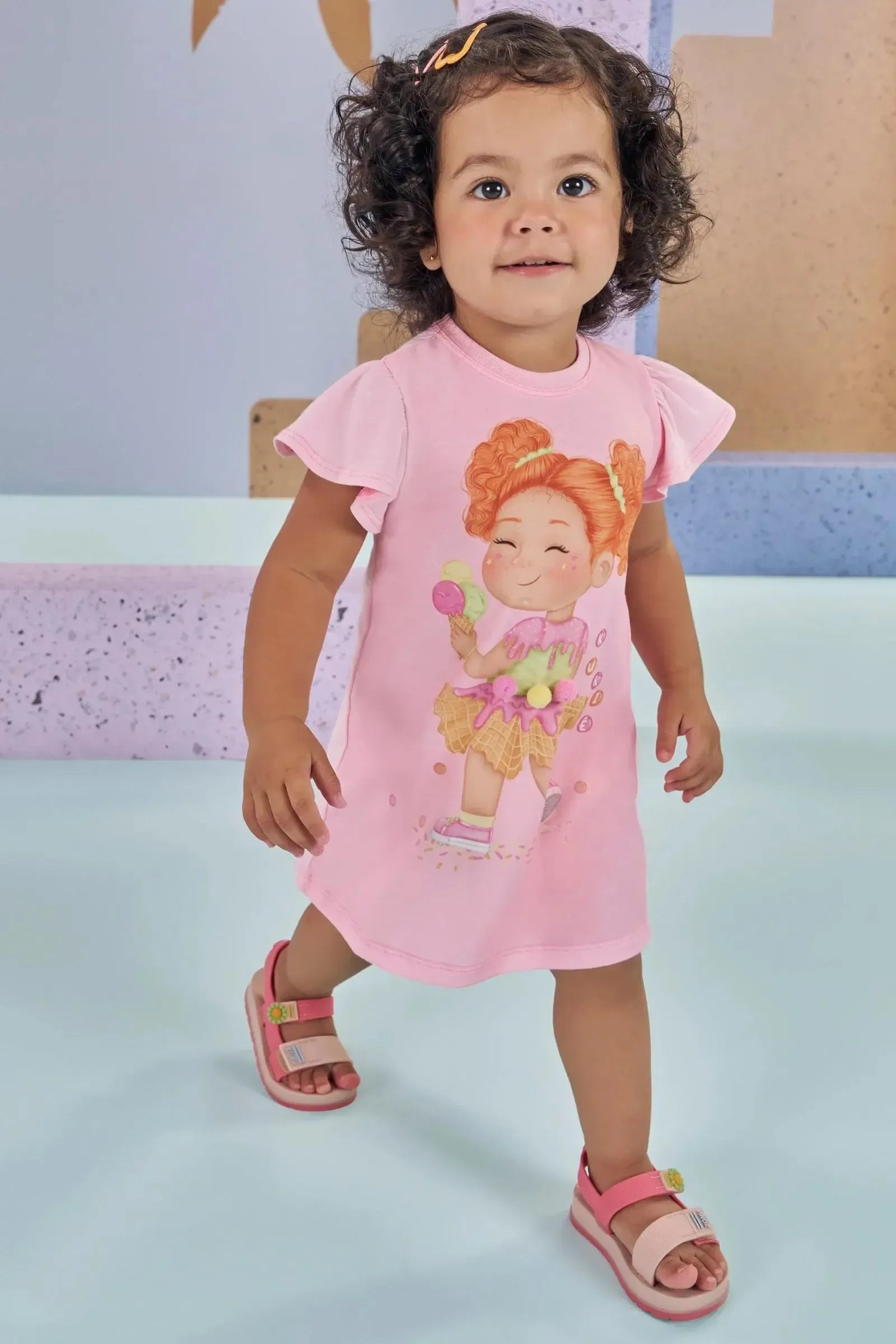Vestido em Meia Malha 87269 Kukiê Bebê Menina