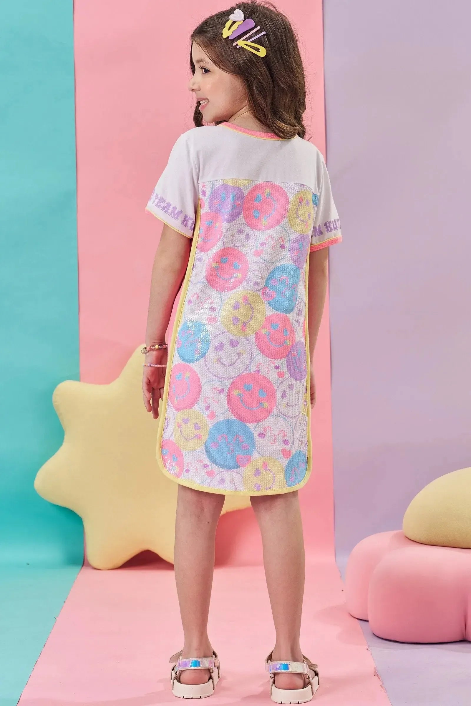 Vestido em Meia Malha e Paetê com Elastano 85793 Kukiê Infantil Menina