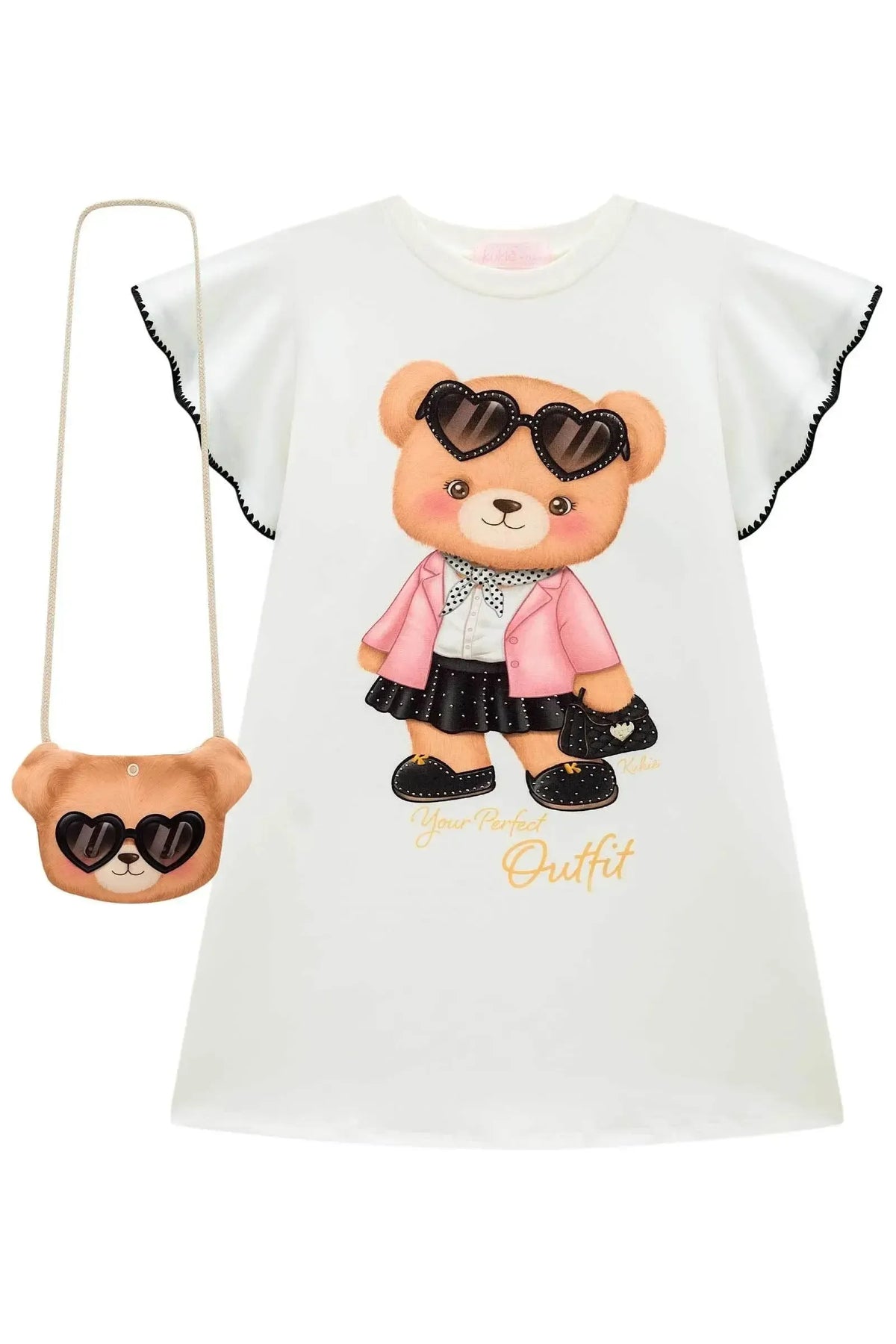 Vestido em Molecotton (acompanha Bolsa) 99651 Kukiê Infantil Menina