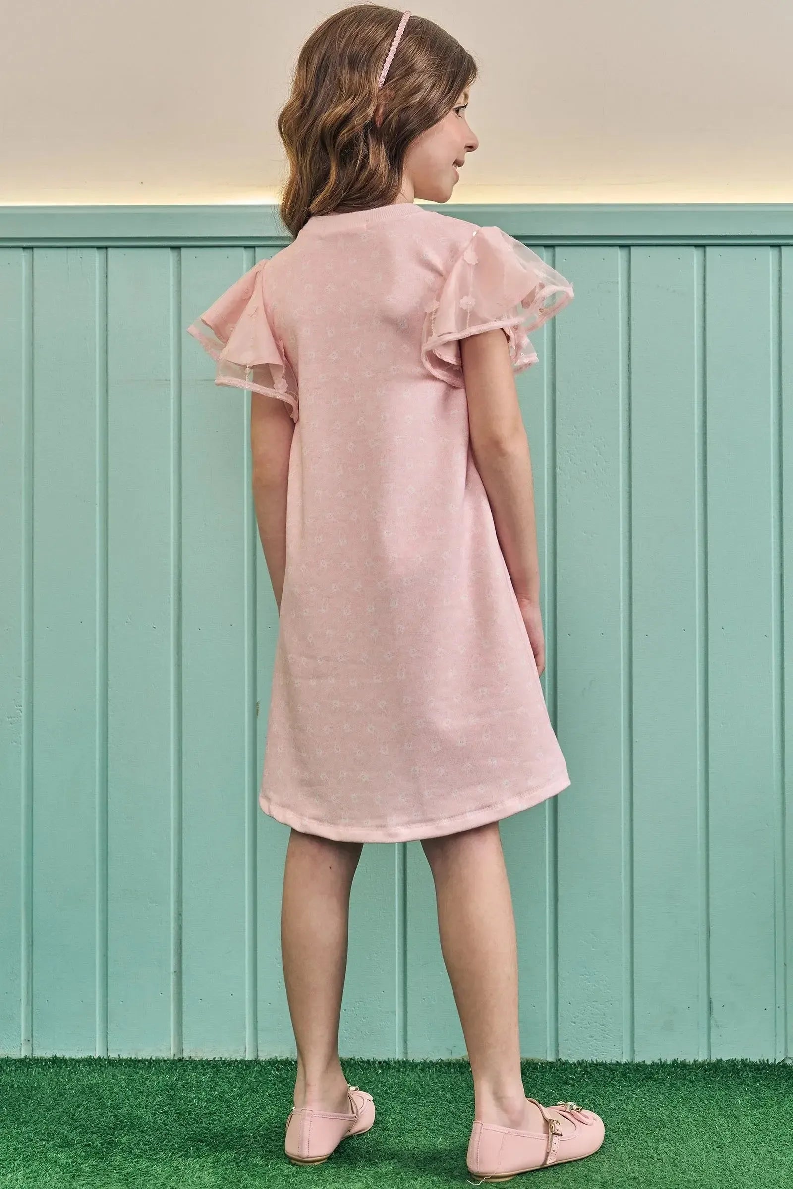 Vestido em Molecotton e Tule Bordado 83464 Kukiê Infantil Menina
