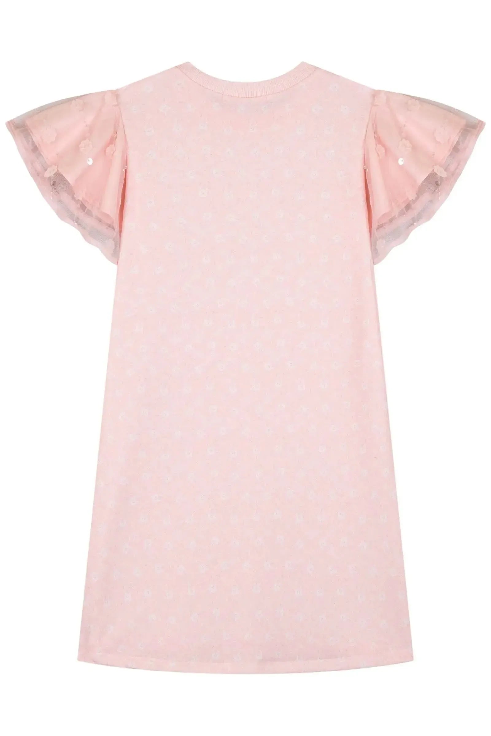 Vestido em Molecotton e Tule Bordado 83464 Kukiê Infantil Menina