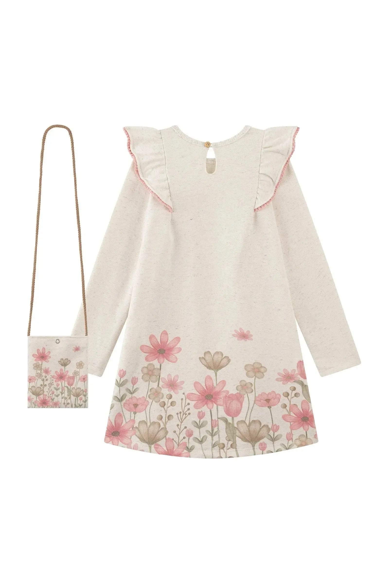 Vestido em Moletom sem Pelúcia (acompanha Bolsa) 89606 Kukiê Infantil Menina