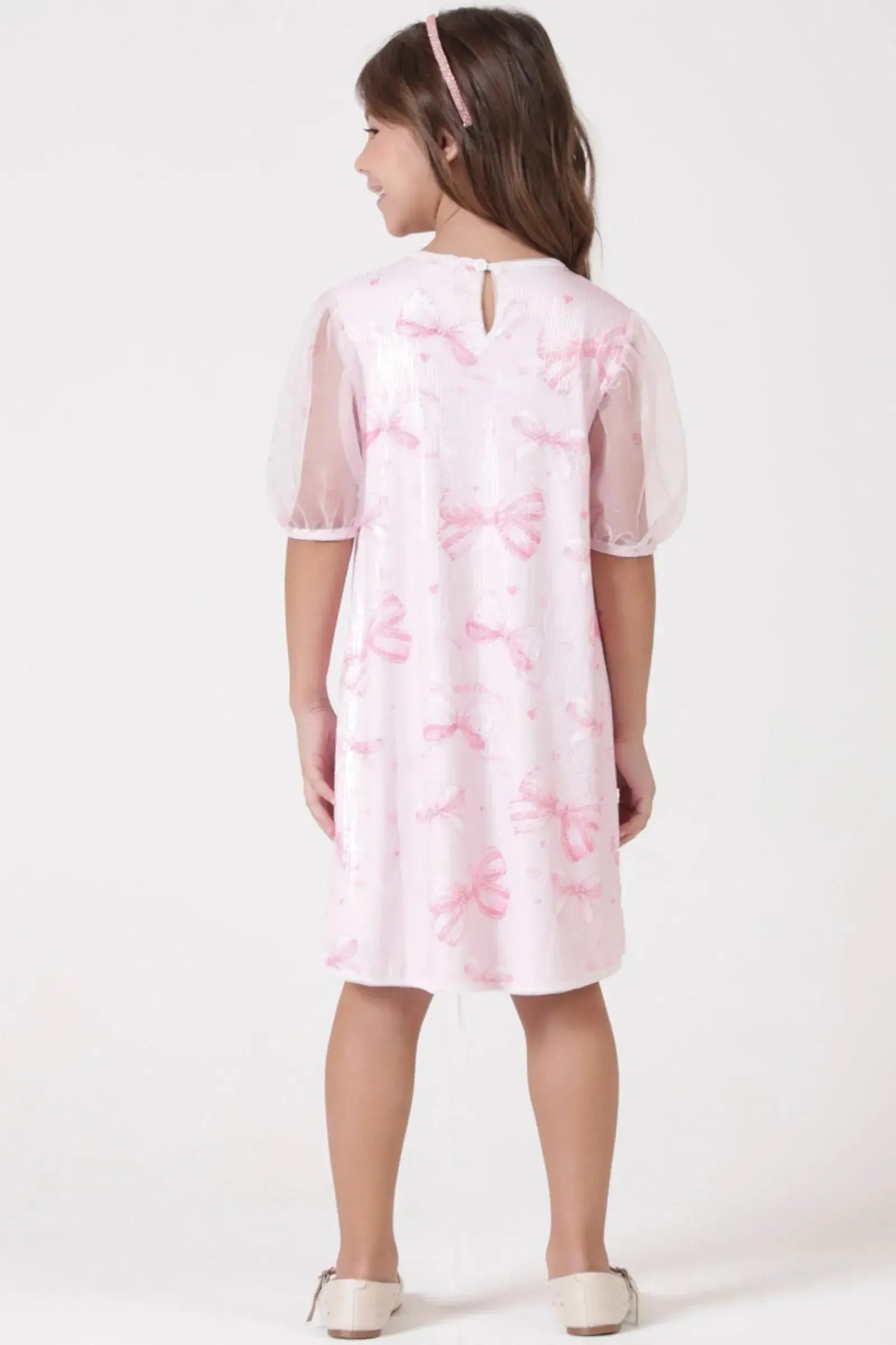 Vestido em Paetê e Tule com Elastano 90281 Kukiê Infantil Menina