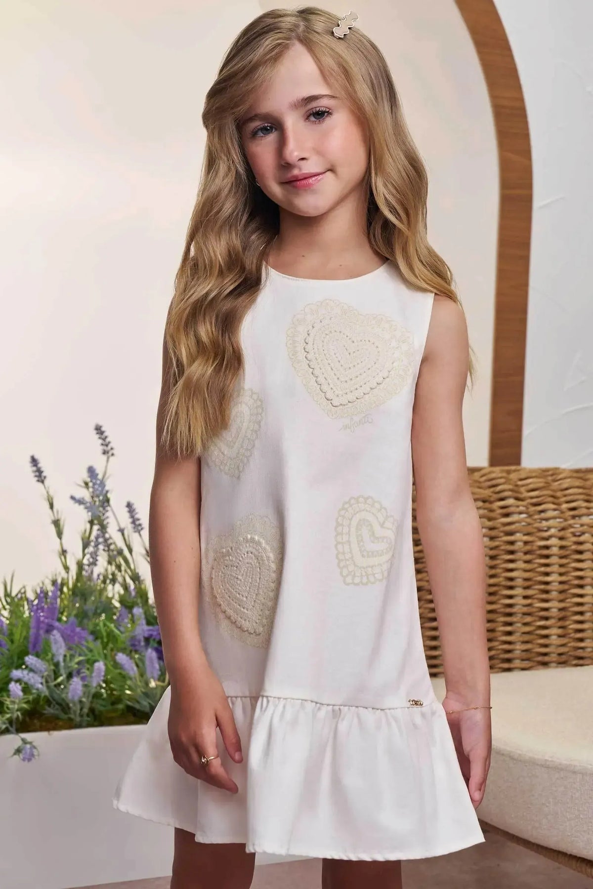 Vestido em Sarja com Elastano 98613 Infanti Infantil Menina