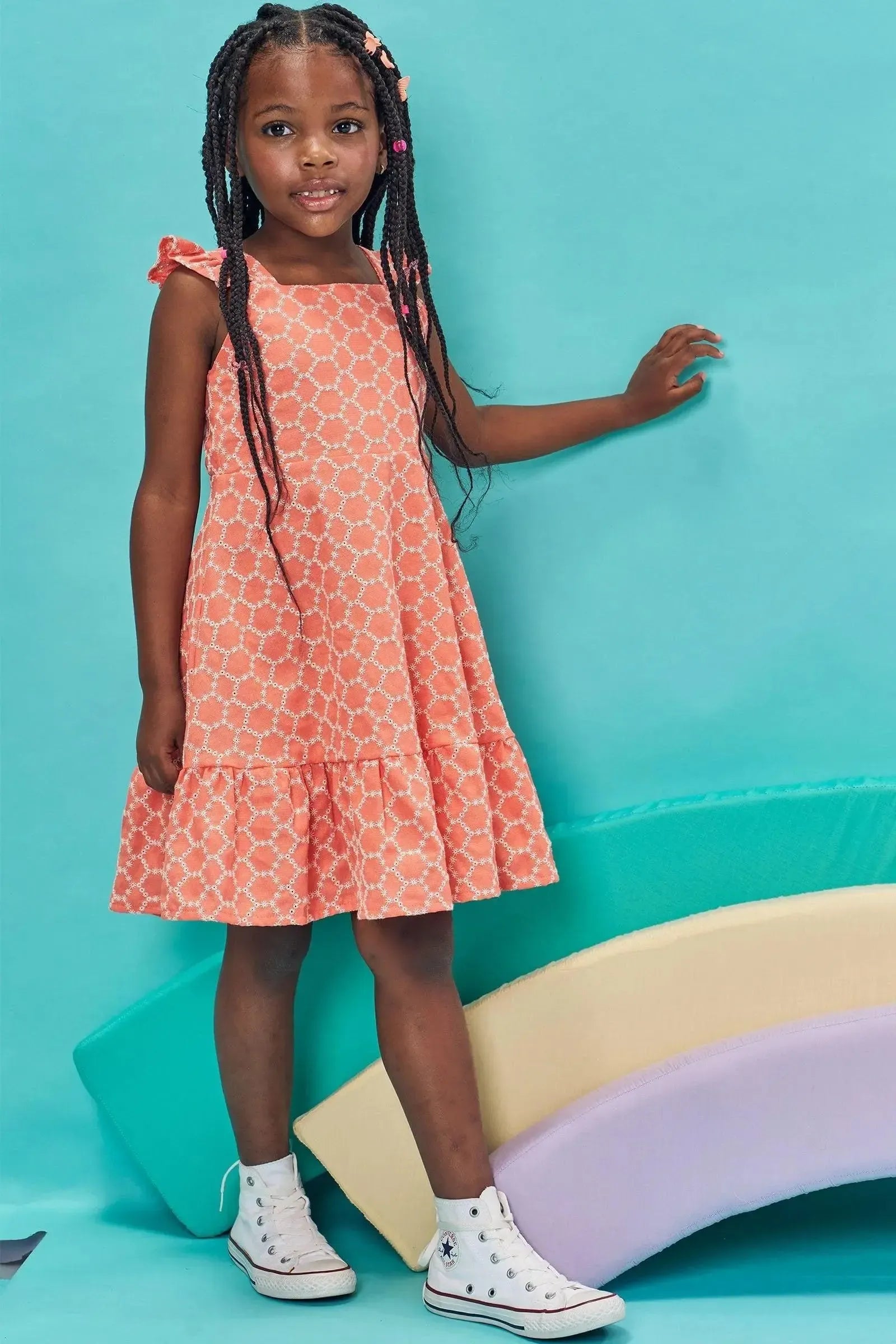 Vestido em Tecido Bordado 86012 Kukiê Infantil Menina