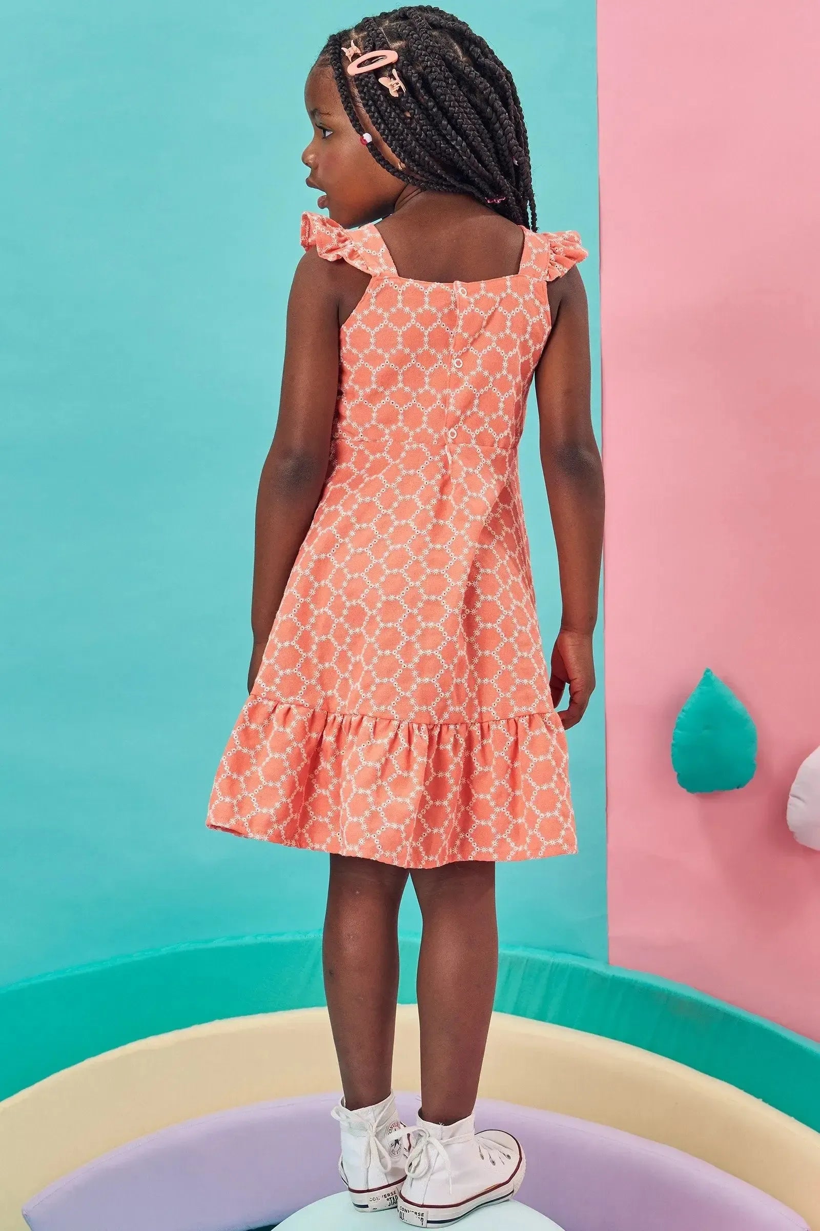 Vestido em Tecido Bordado 86012 Kukiê Infantil Menina