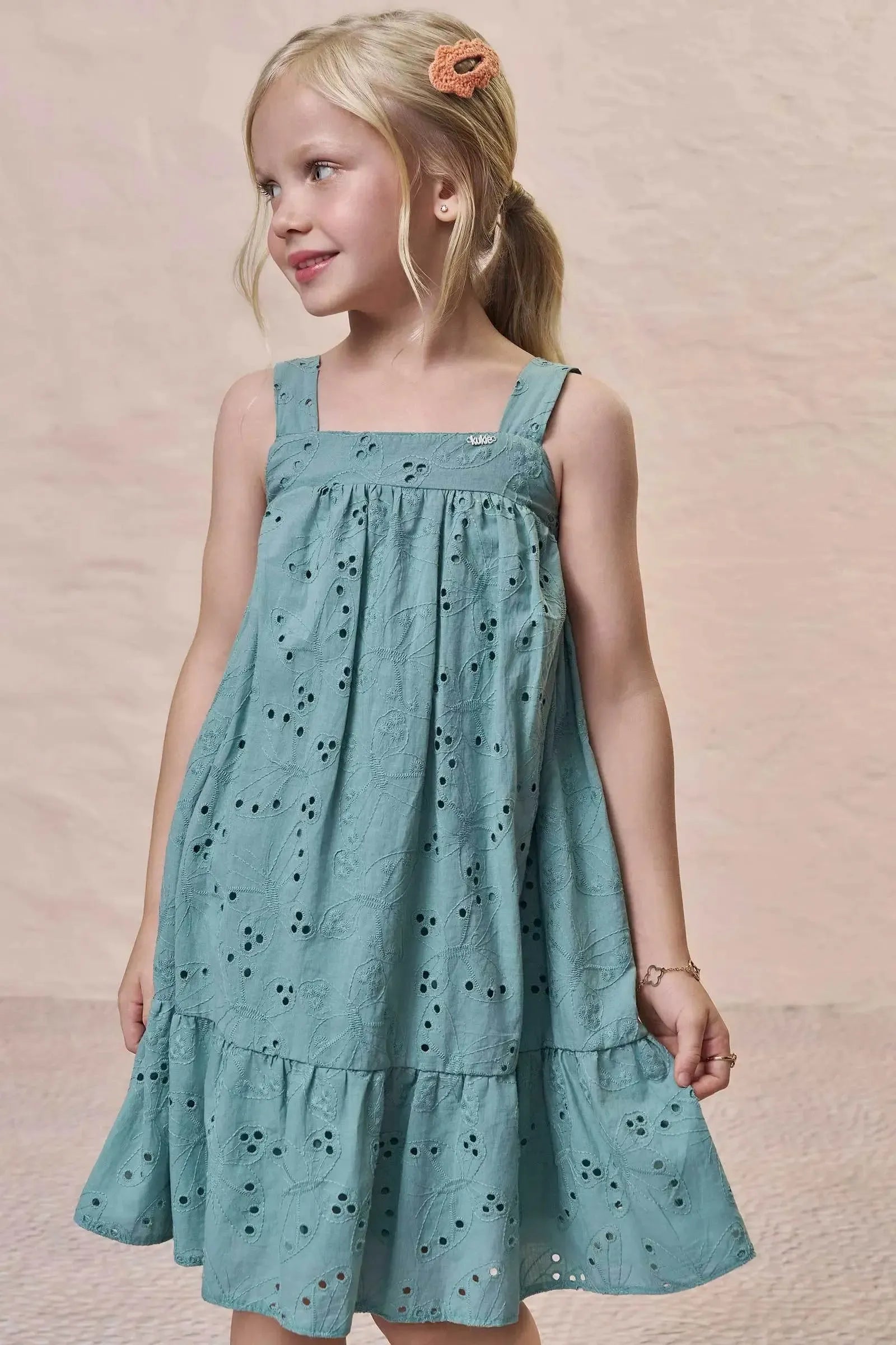 Vestido em Tecido Bordado 98948 Kukiê Infantil Menina