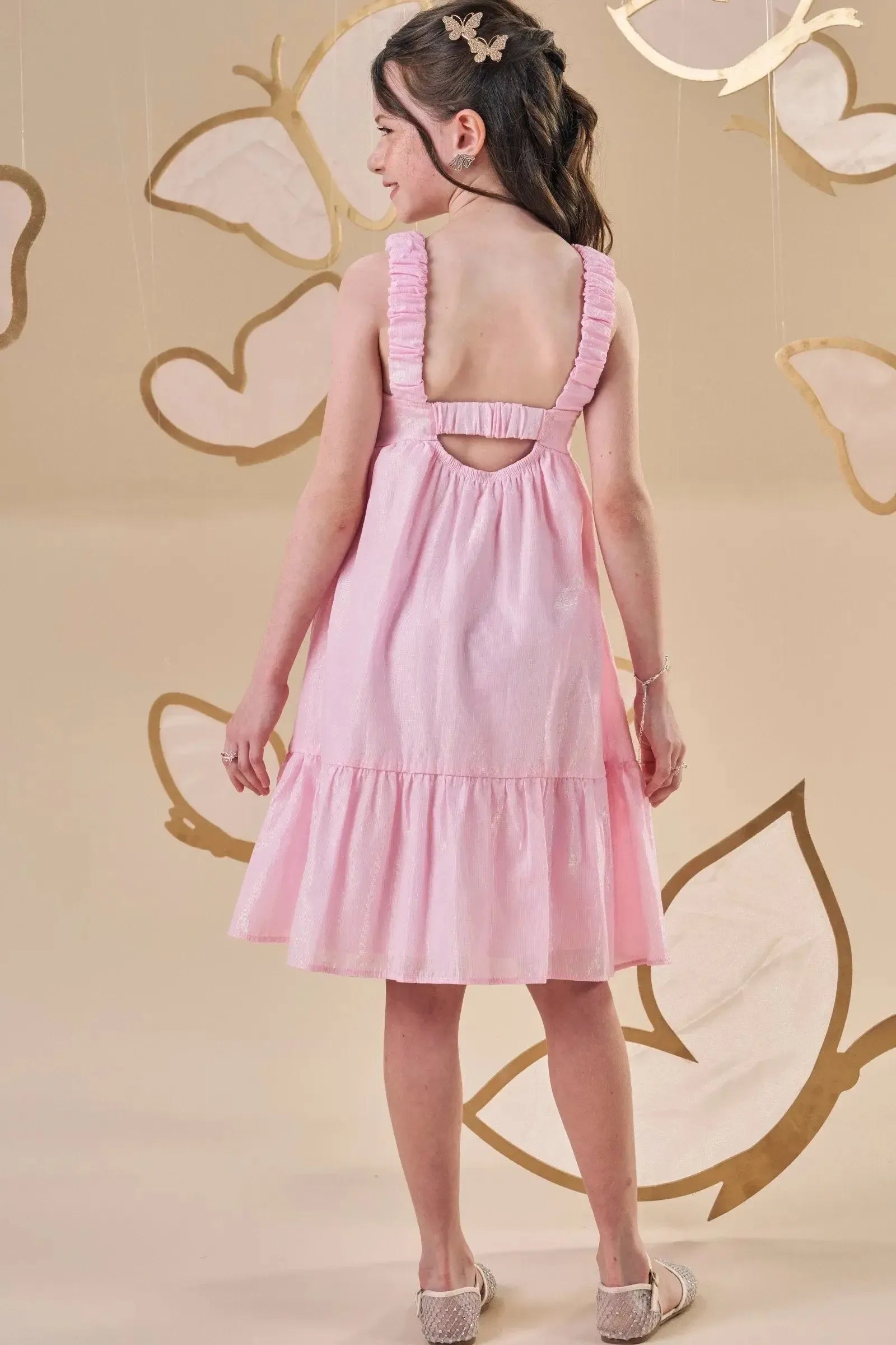 Vestido em Tecido Brilho Holográfico 87183 Infanti Infantil Menina