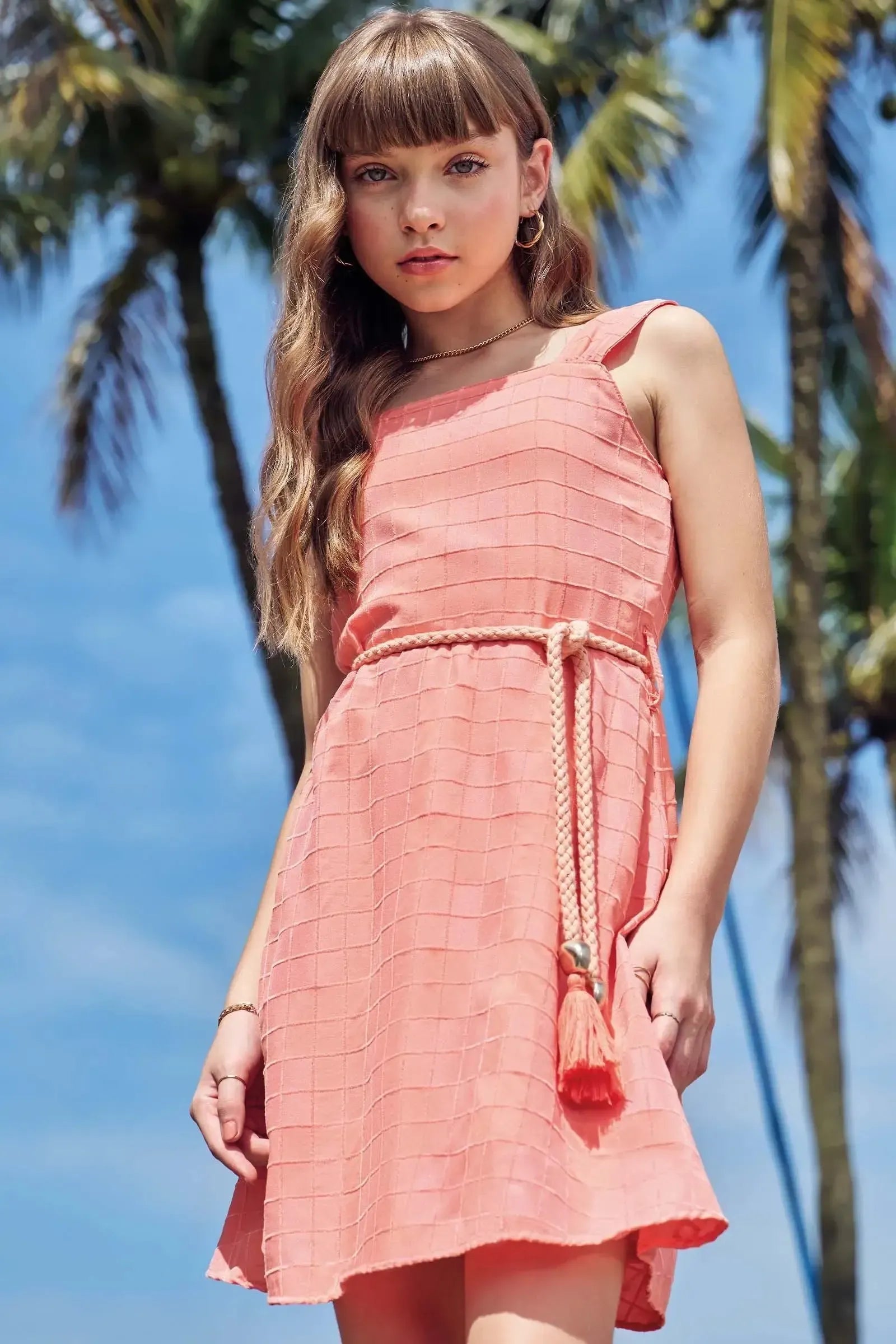 Vestido em Tecido Grid Chenille 83668 Vic&Vicky Teen Menina