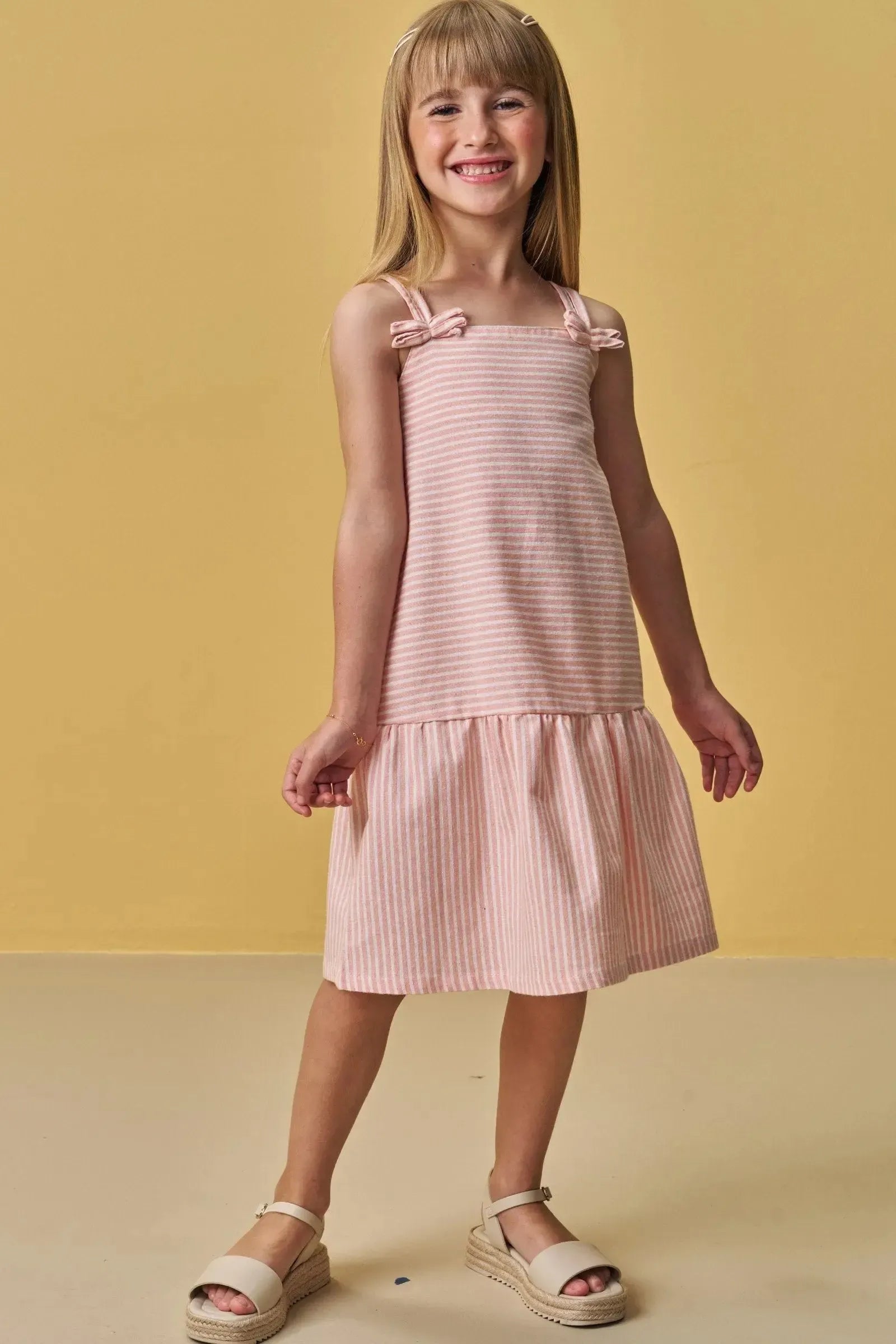 Vestido em Tecido Listrado 87946 Infanti Infantil Menina