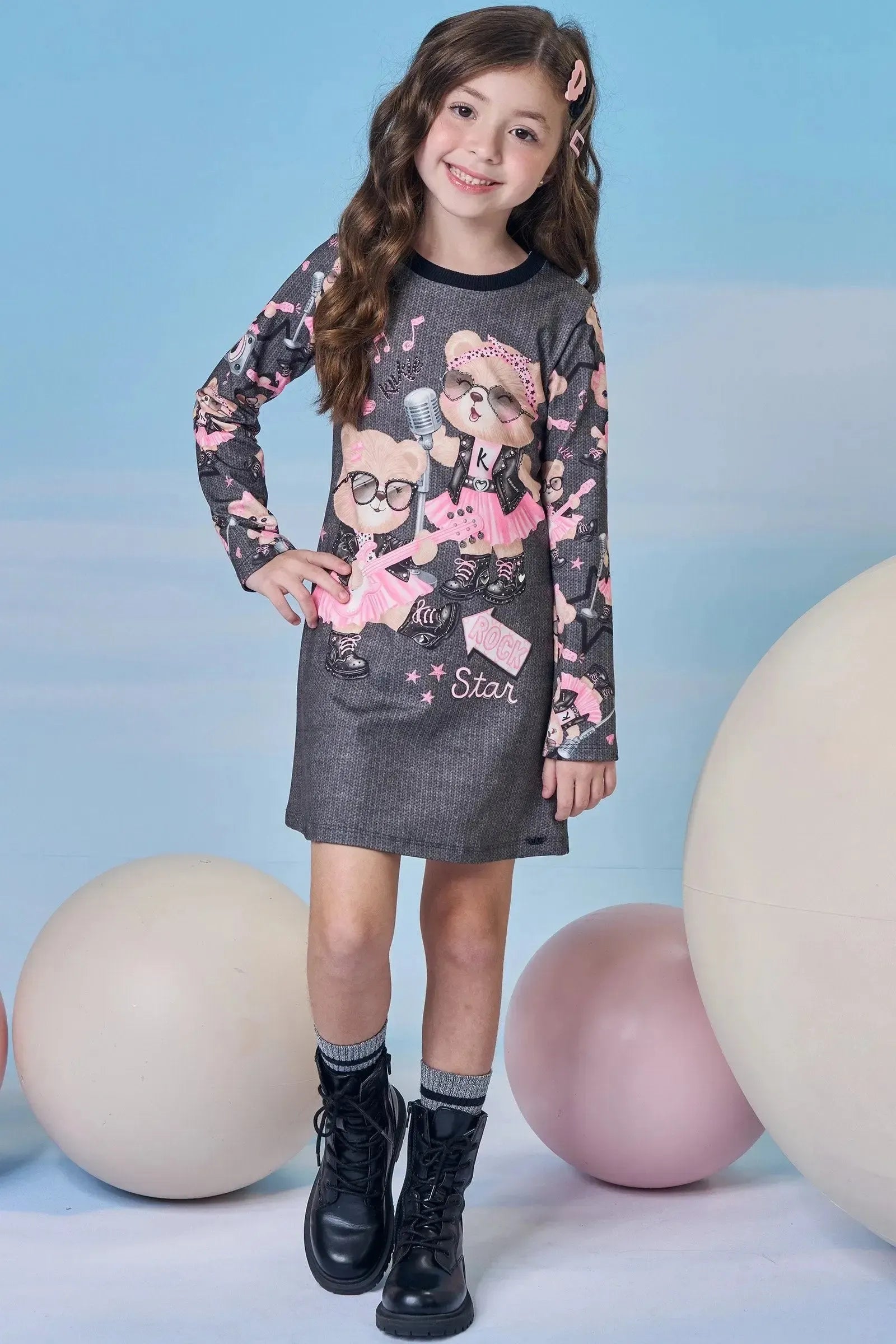 Vestido em Termoskin Peluciado 89569 Kukiê Infantil Menina