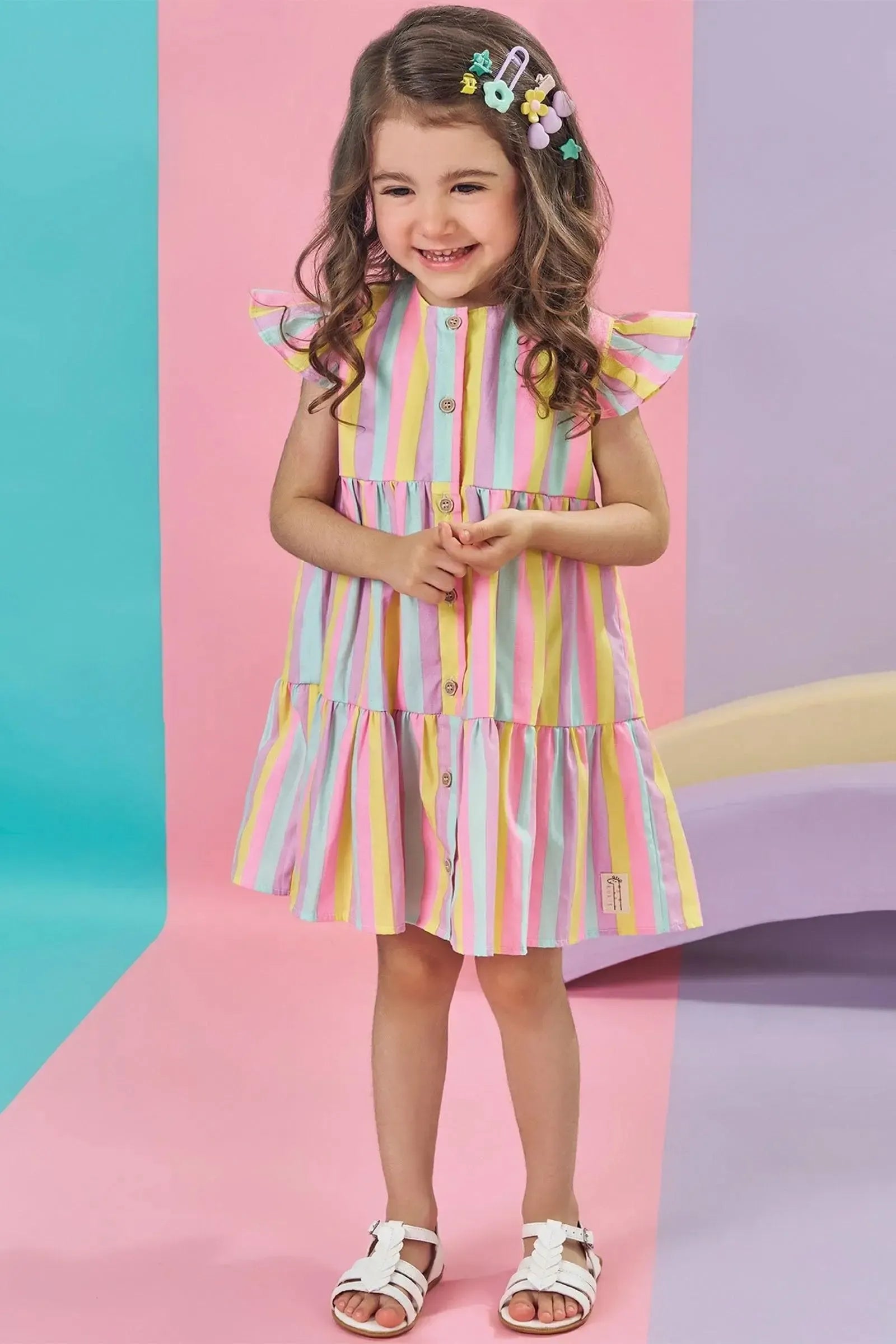 Vestido em Tricoline 100% Algodão 84824 Kukiê Bebê Menina