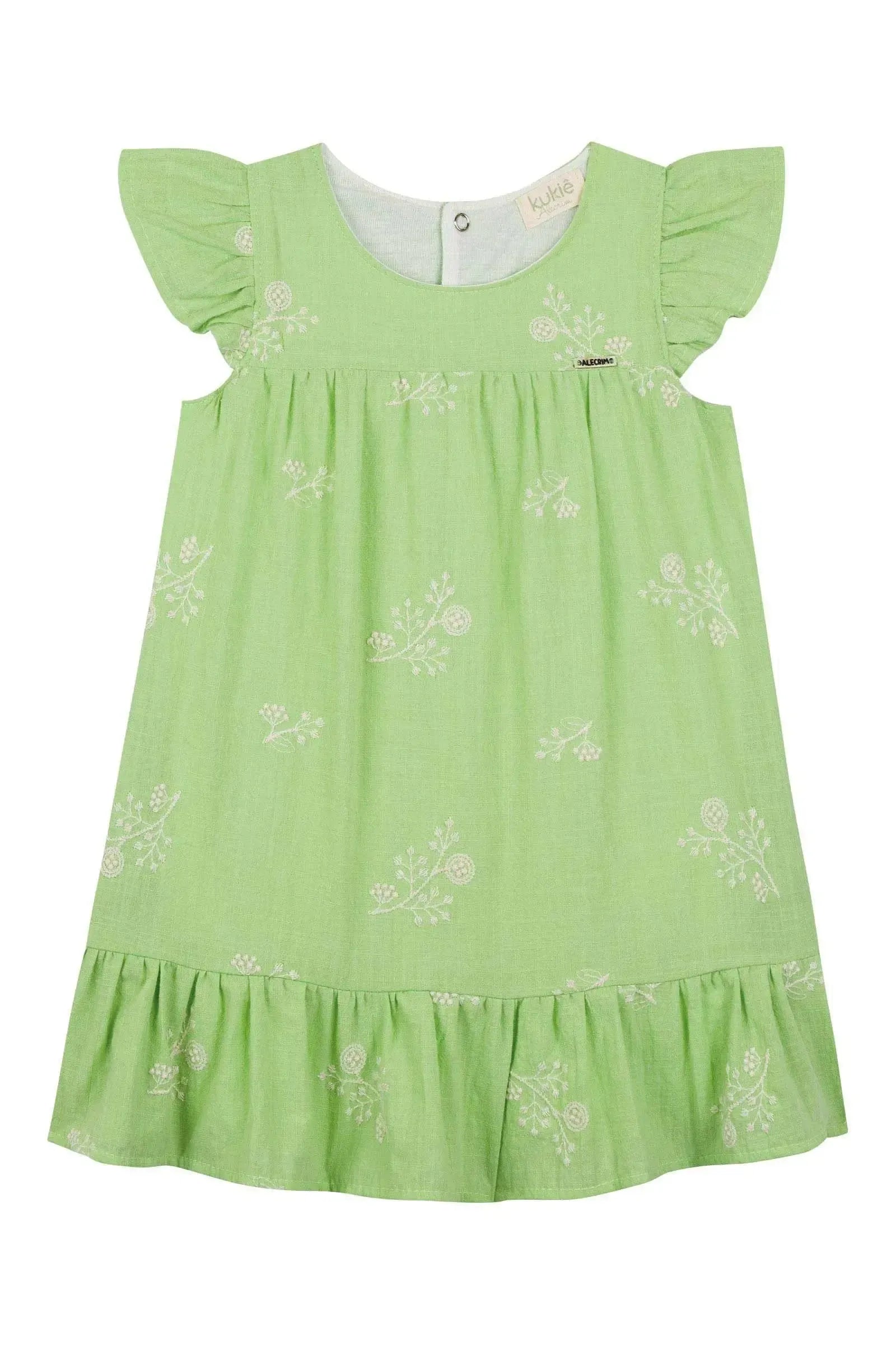 Vestido em Tricoline Bordado 86701 Kukiê Bebê Menina