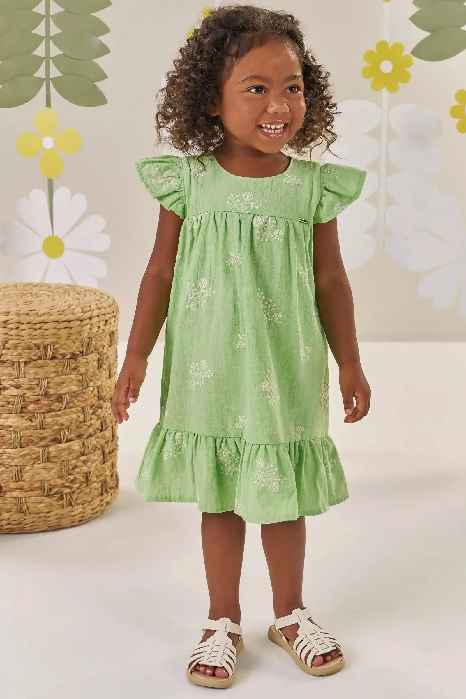 Vestido em Tricoline Bordado 86701 Kukiê Bebê Menina