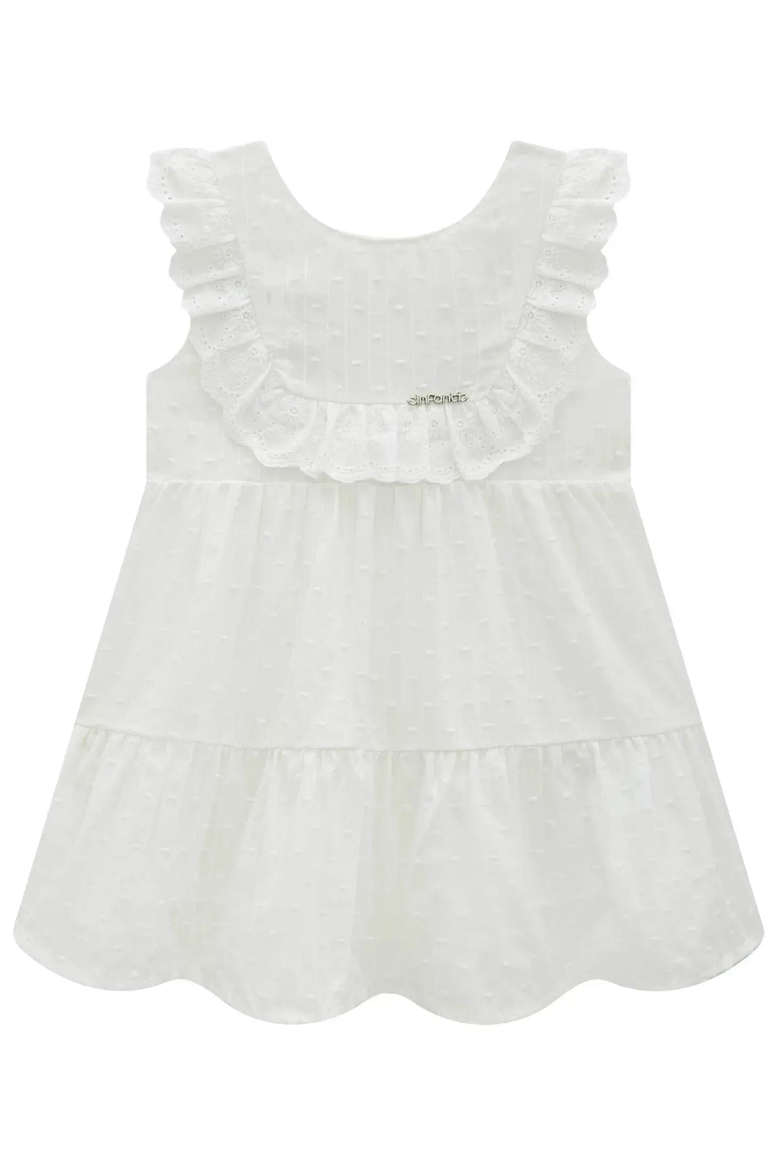 Vestido em Tricoline Bordado 97002 Infanti Bebê Menina