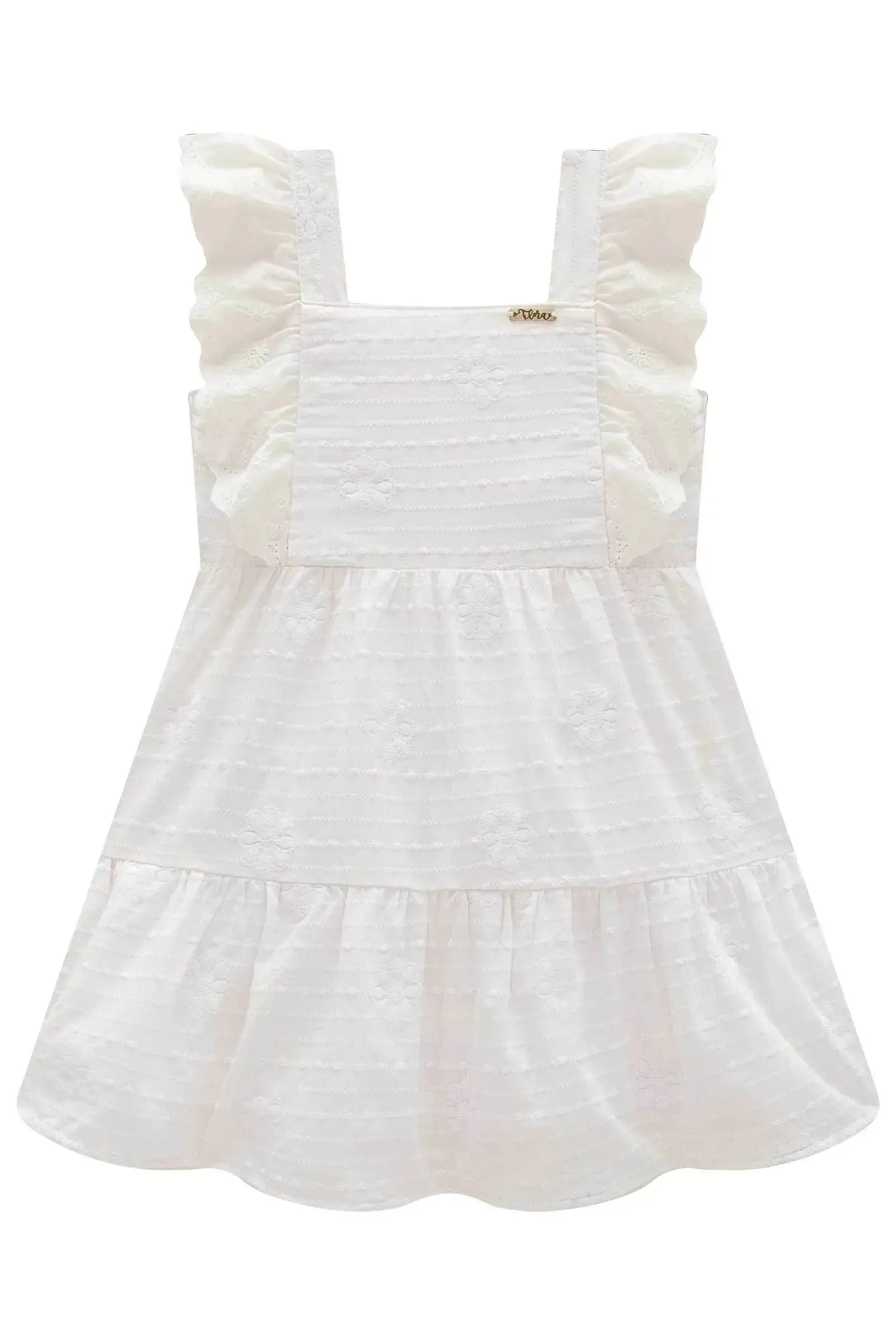 Vestido em Tricoline Bordado 98390 Infanti Bebê Menina