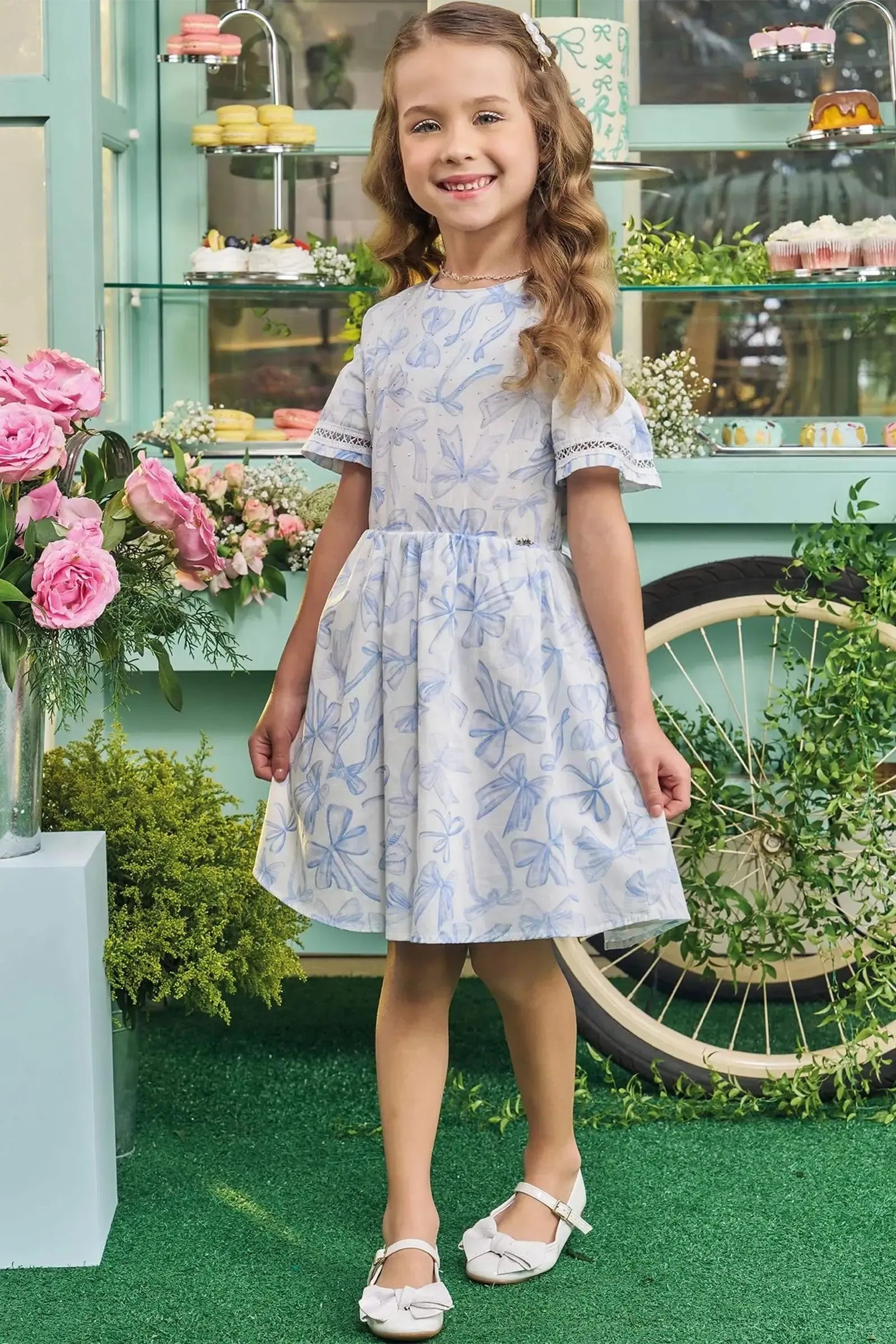 Vestido em Tricoline com Elastano 83190 Kukiê Infantil Menina