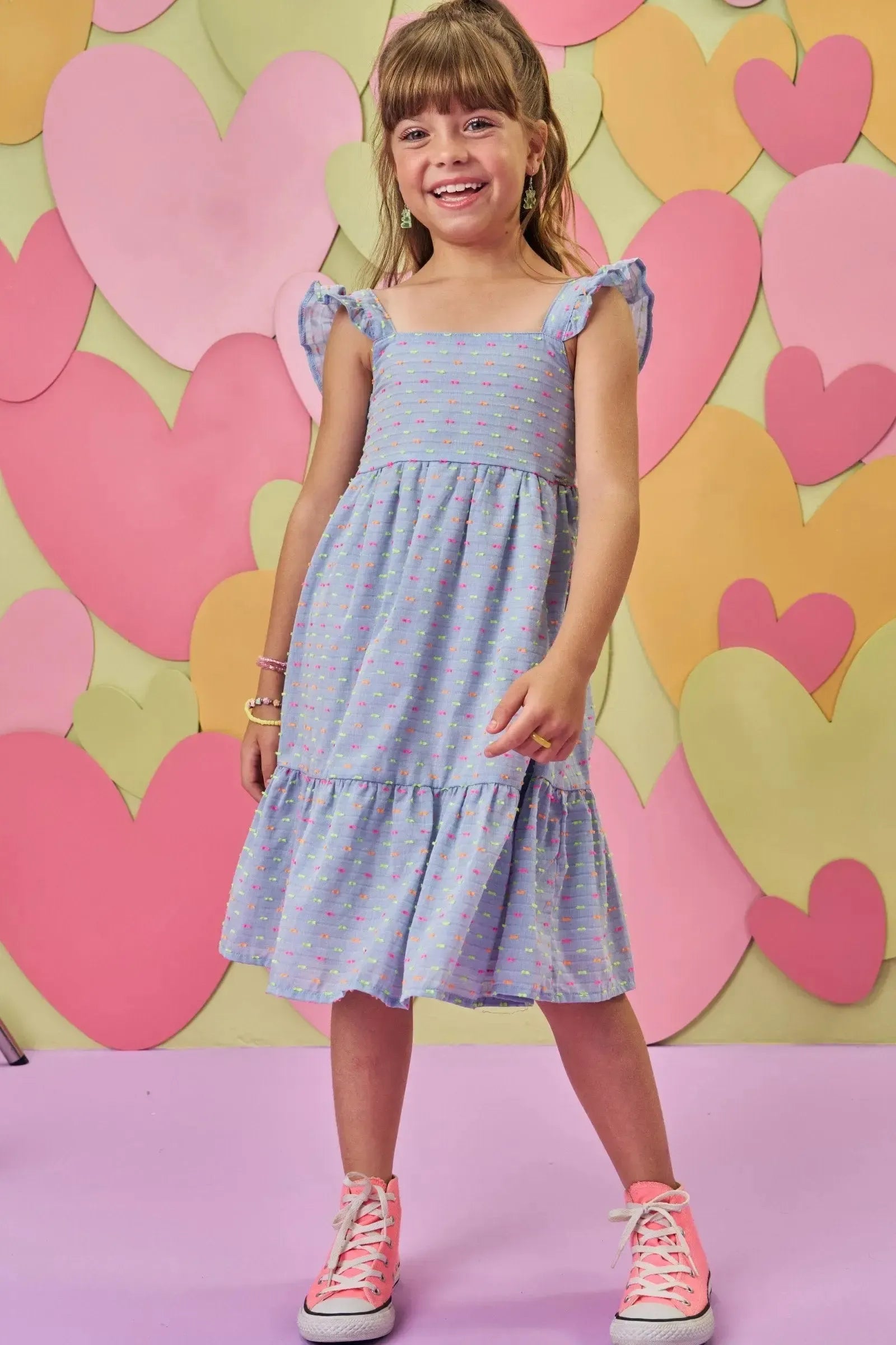 Vestido em Tricoline Neon Dots 86630 Infanti Infantil Menina