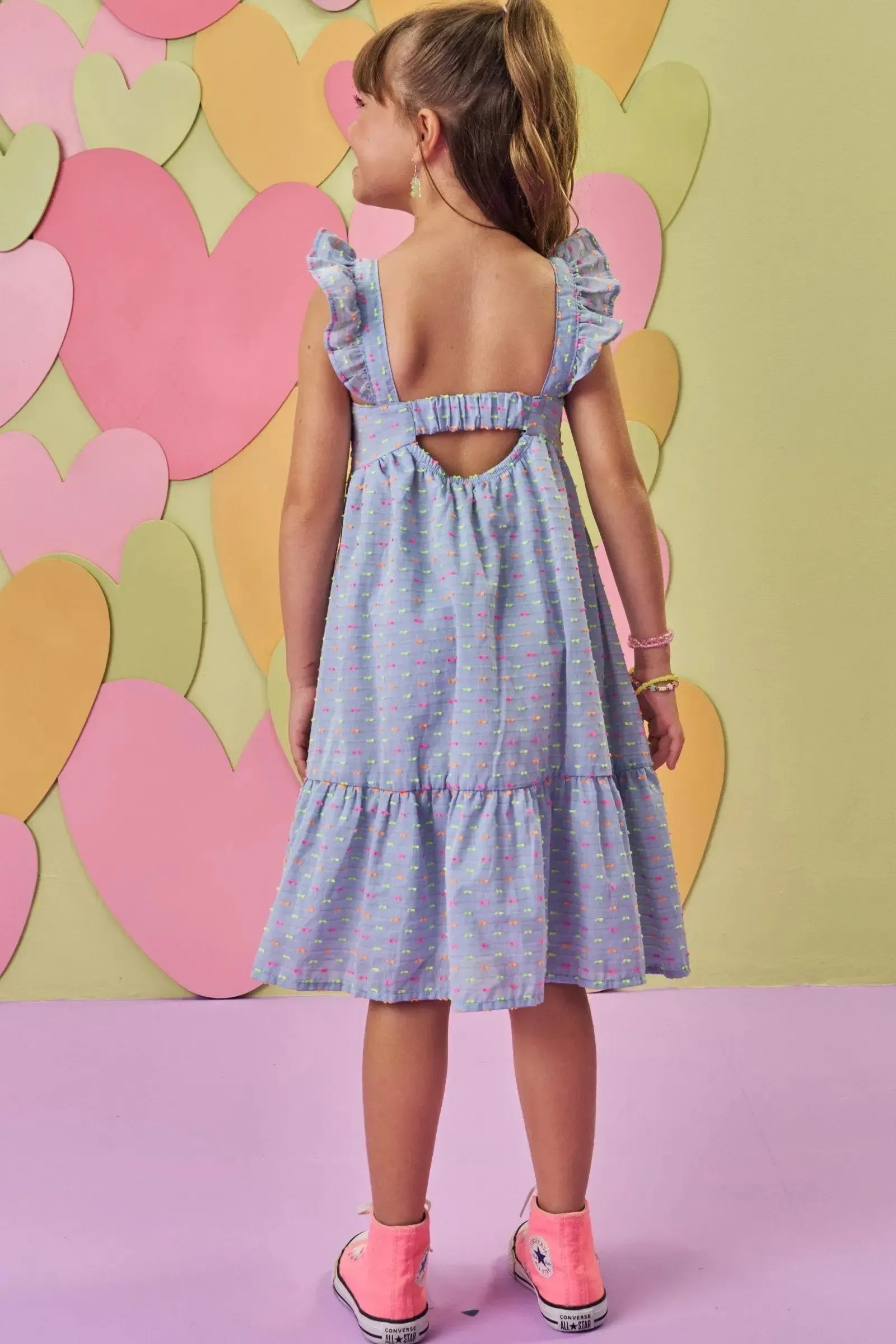 Vestido em Tricoline Neon Dots 86630 Infanti Infantil Menina