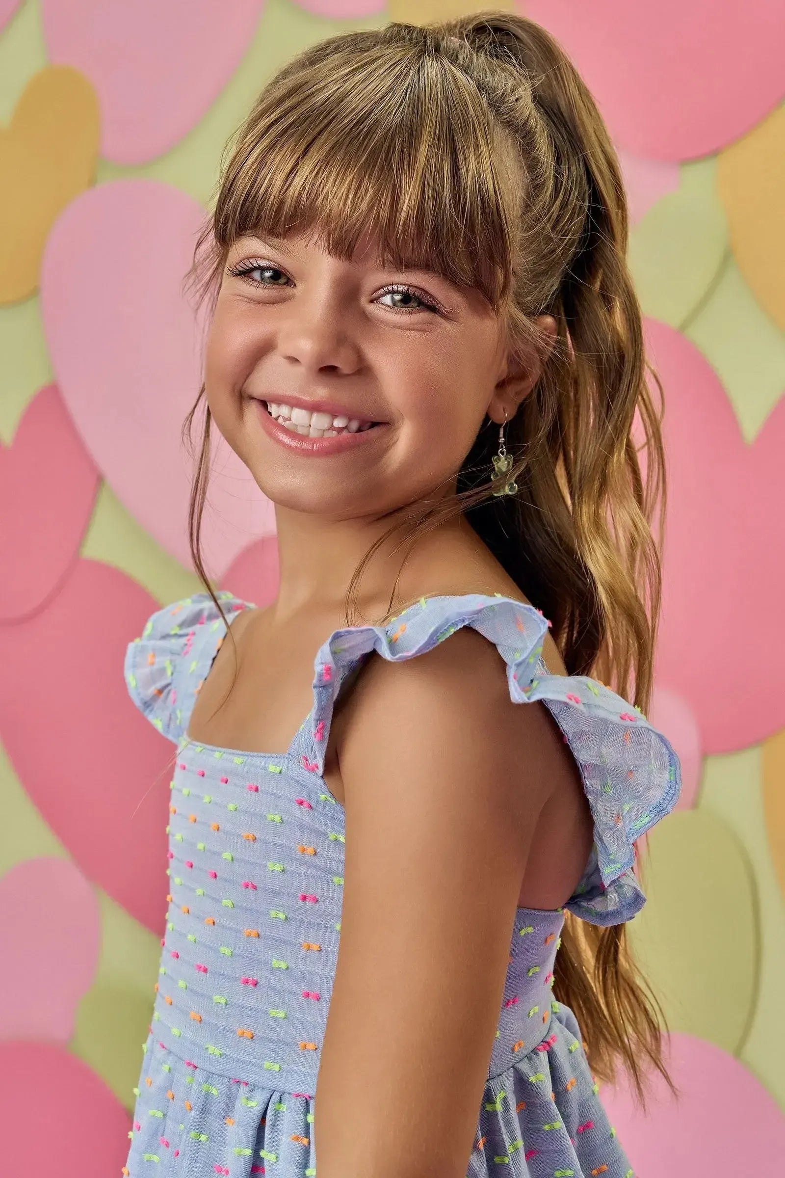 Vestido em Tricoline Neon Dots 86630 Infanti Infantil Menina