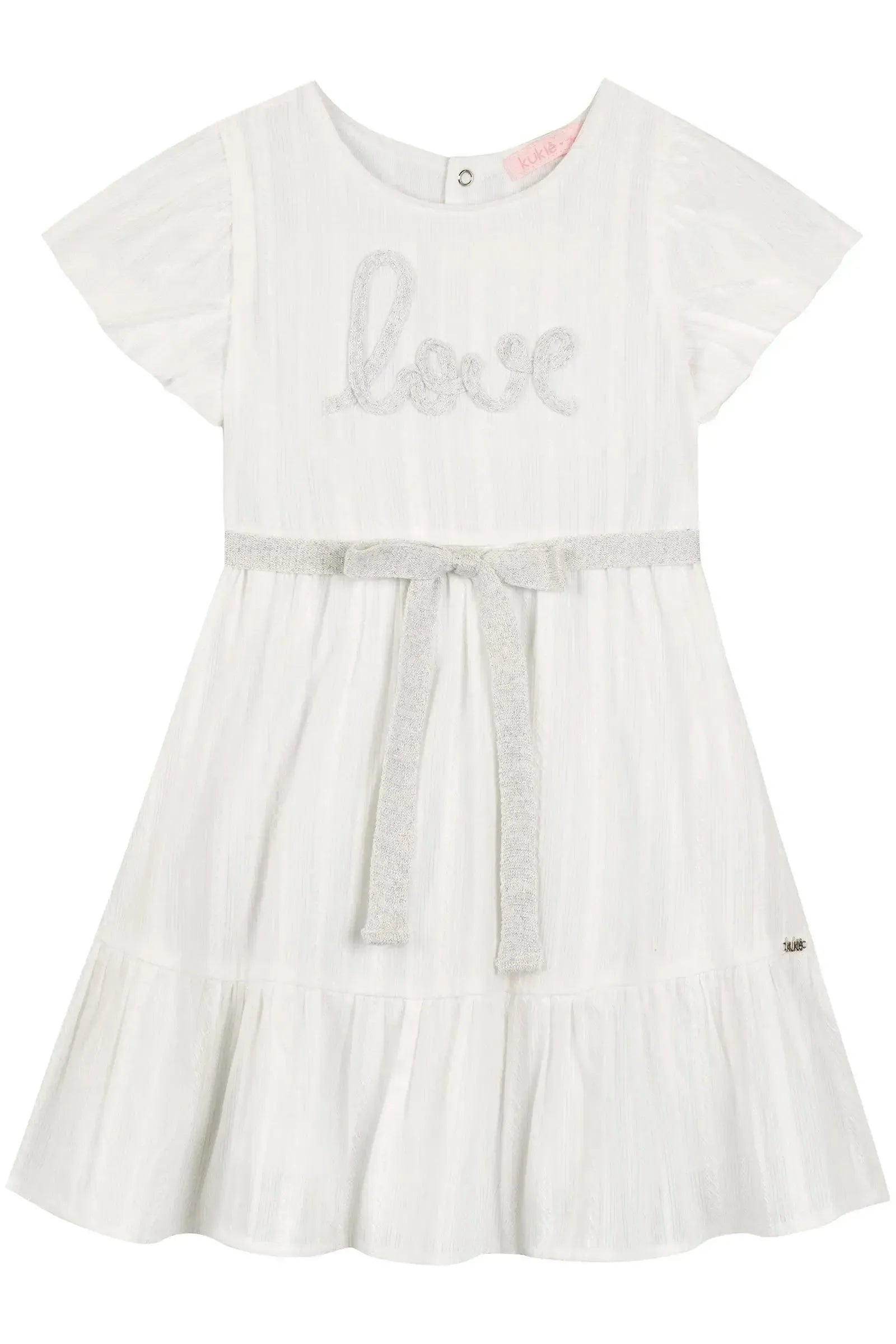 Vestido em Tricoline Textura Listrada 100% Algodão 87345 Kukiê Infantil Menina