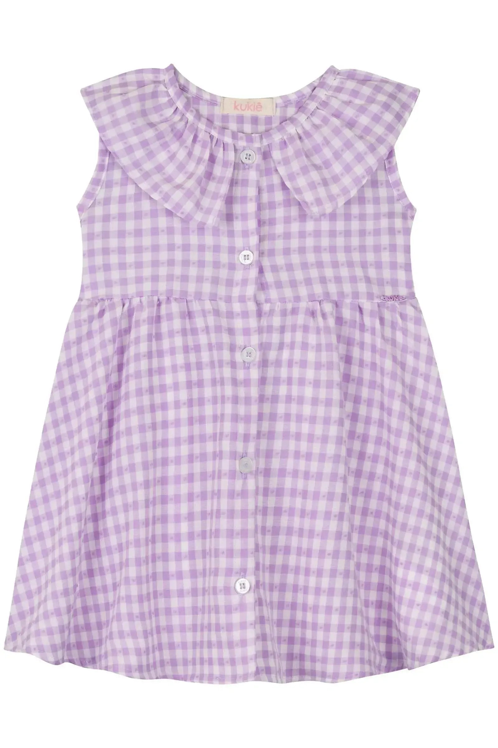 Vestido em Tricoline Vichy Textura 84835 Kukiê Bebê Menina