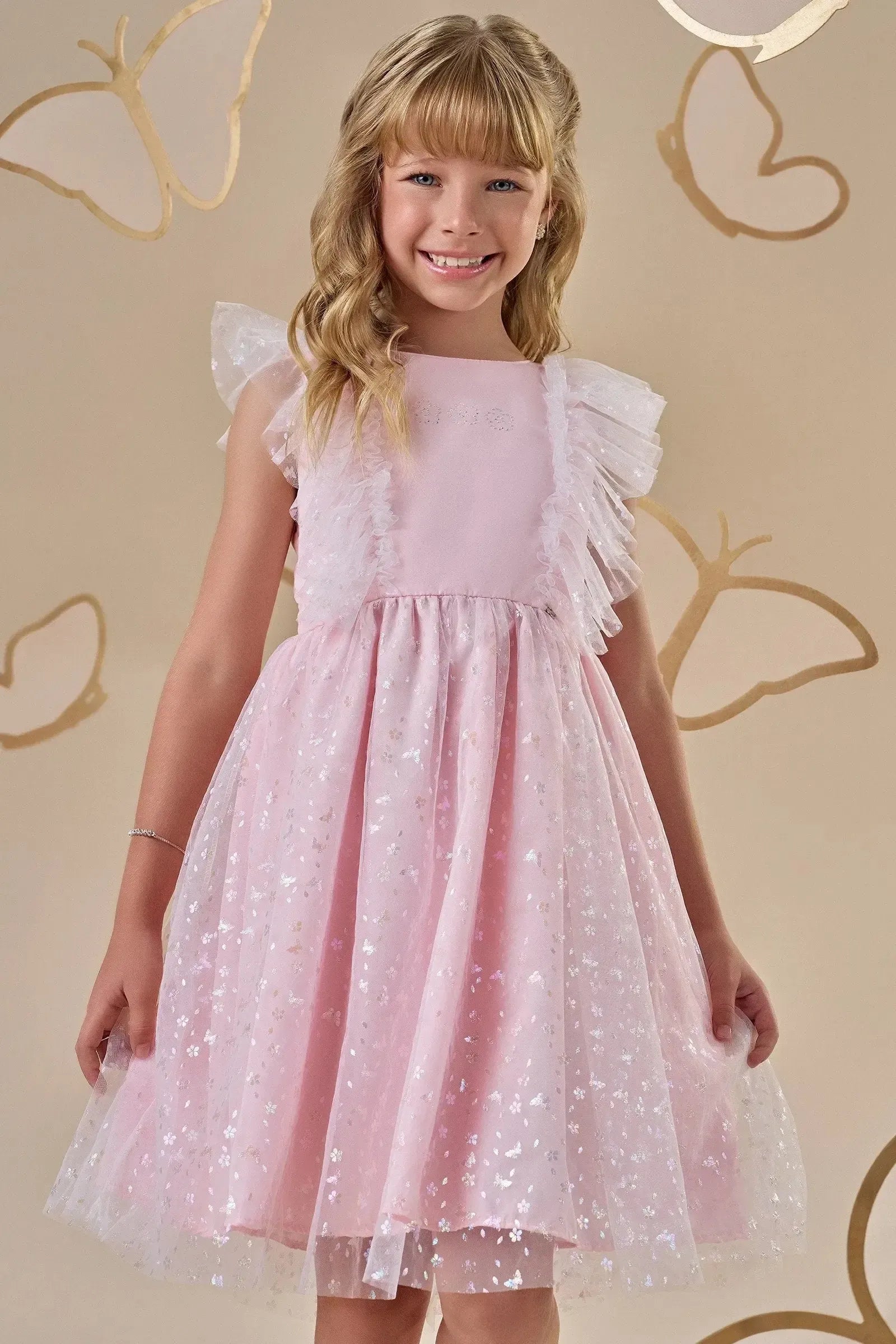 Vestido em Tule Borboleta 87184 Infanti Infantil Menina