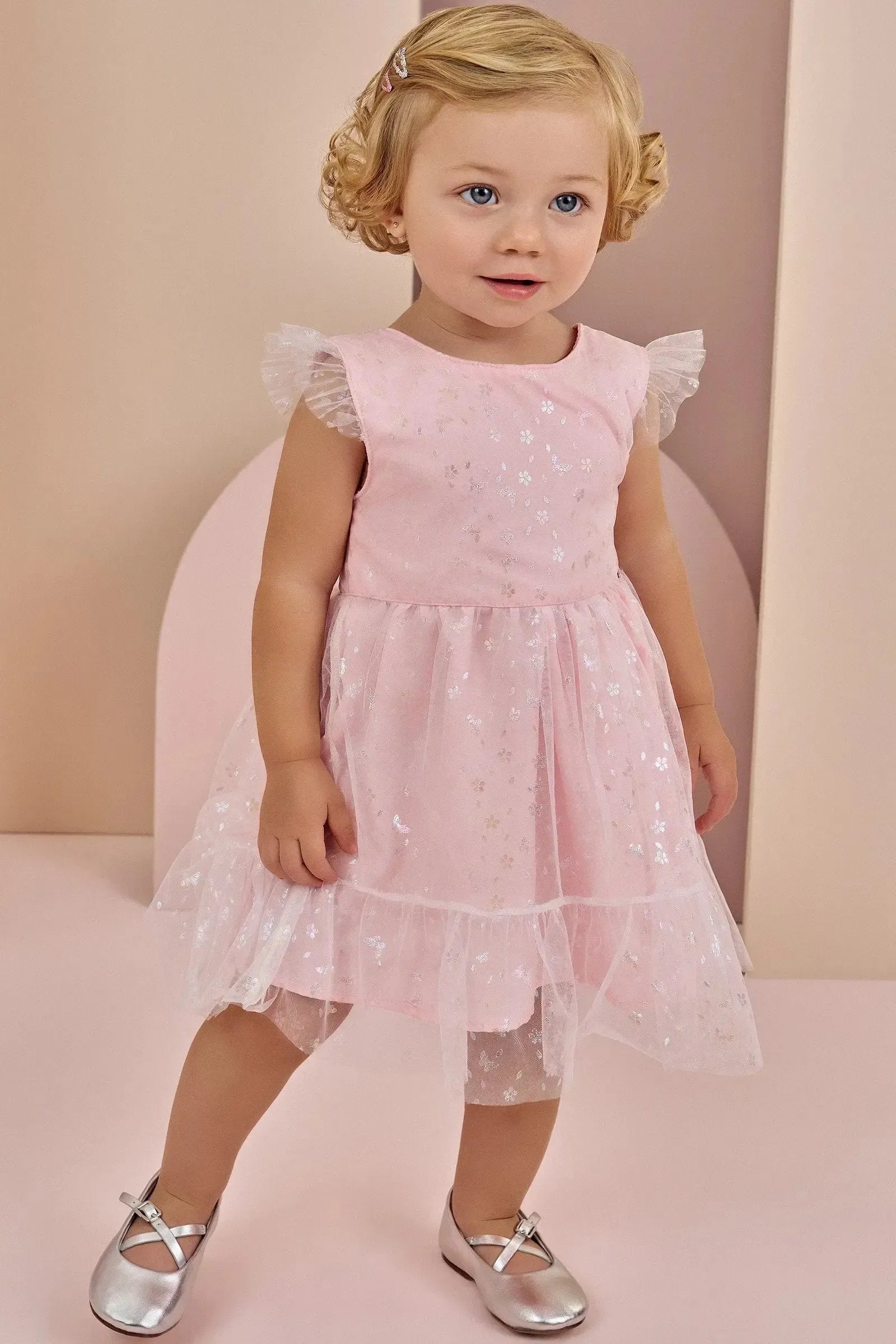 Vestido em Tule Borboletas 86870 Infanti Bebê Menina