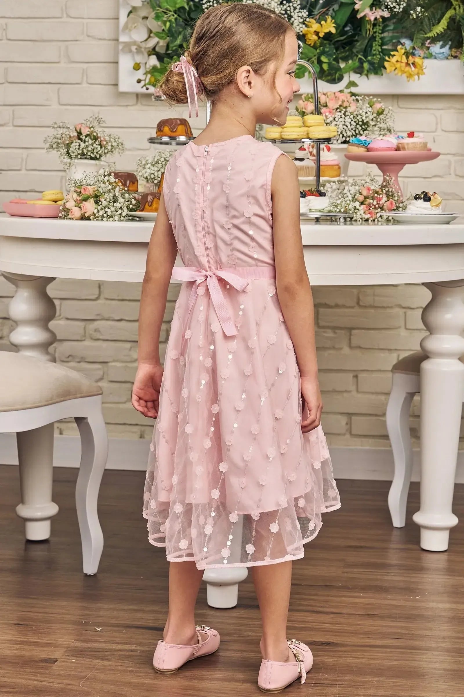 Vestido em Tule Bordado 83462 Kukiê Infantil Menina
