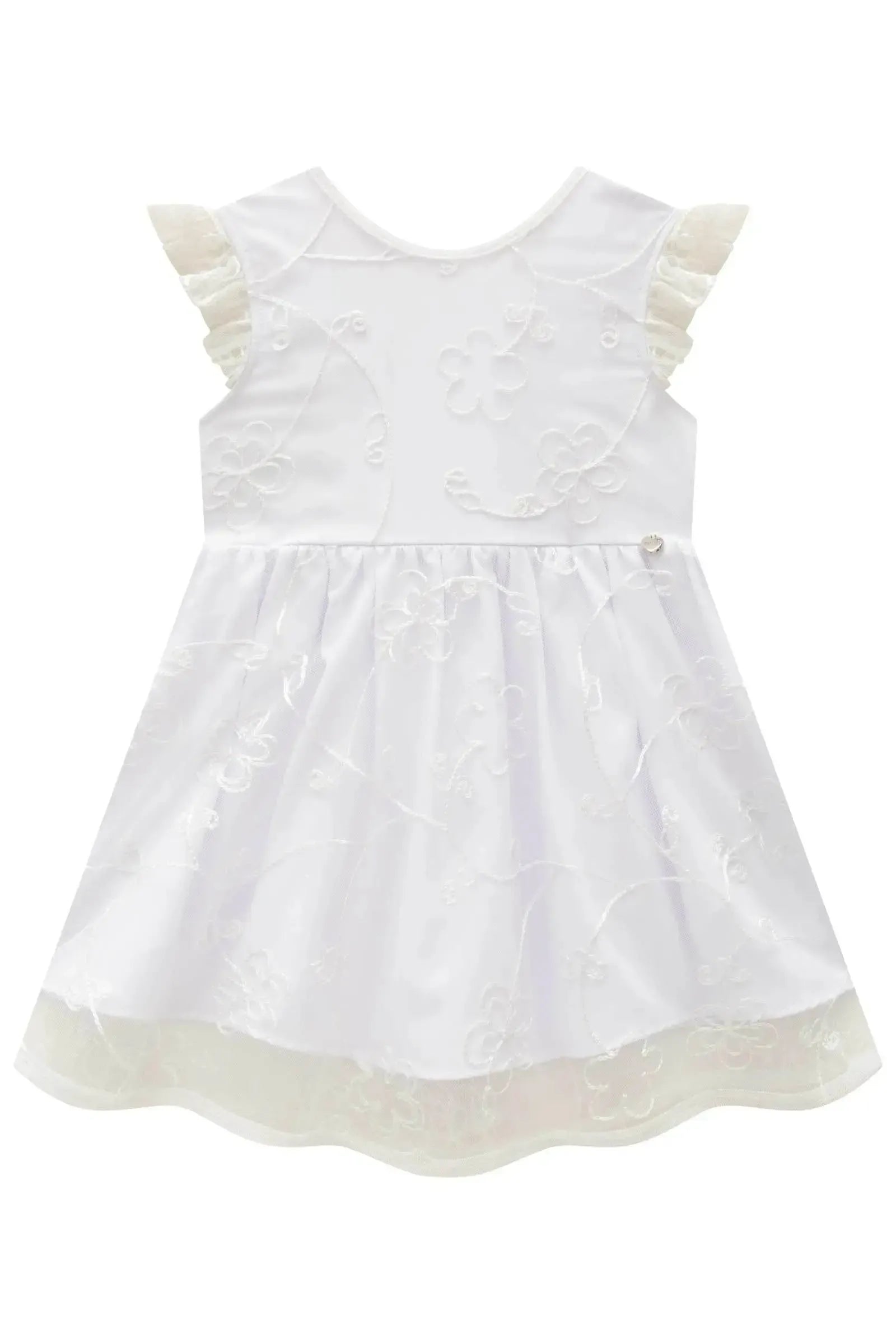 Vestido em Tule Bordado 86878 Infanti Bebê Menina
