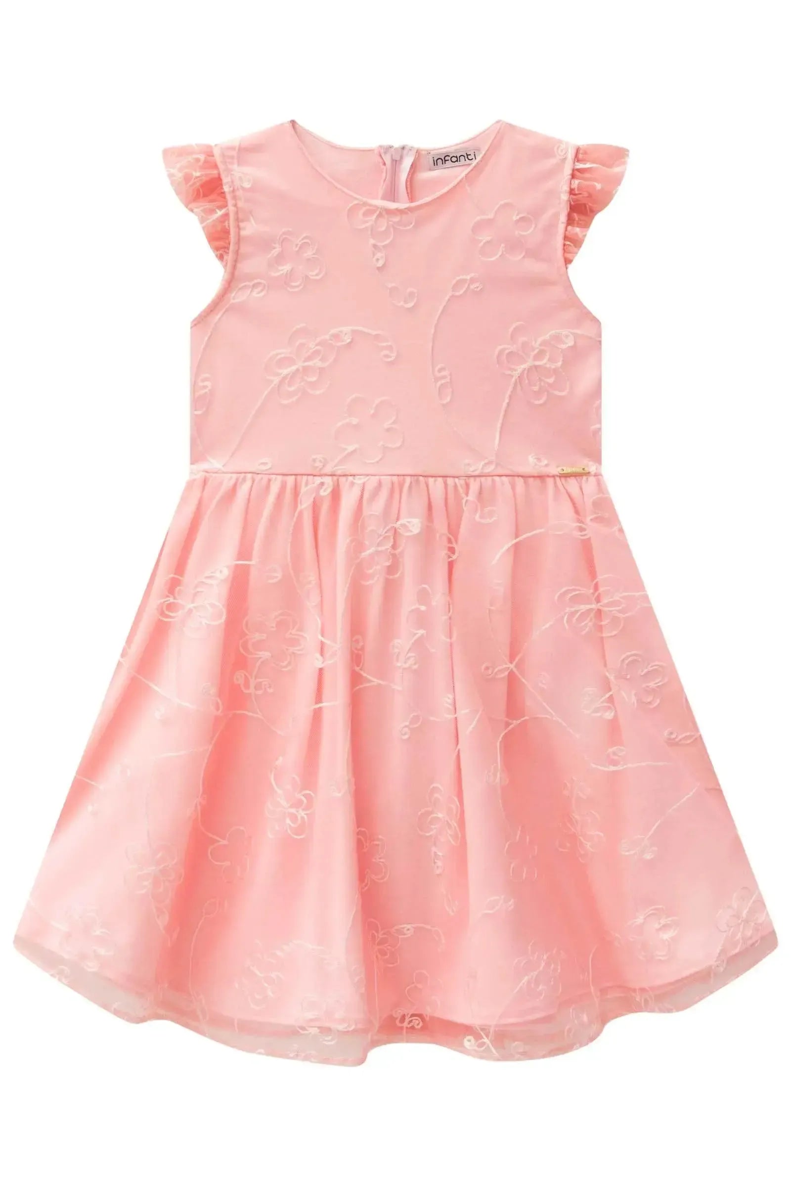 Vestido em Tule Bordado 88760 Infanti Infantil Menina