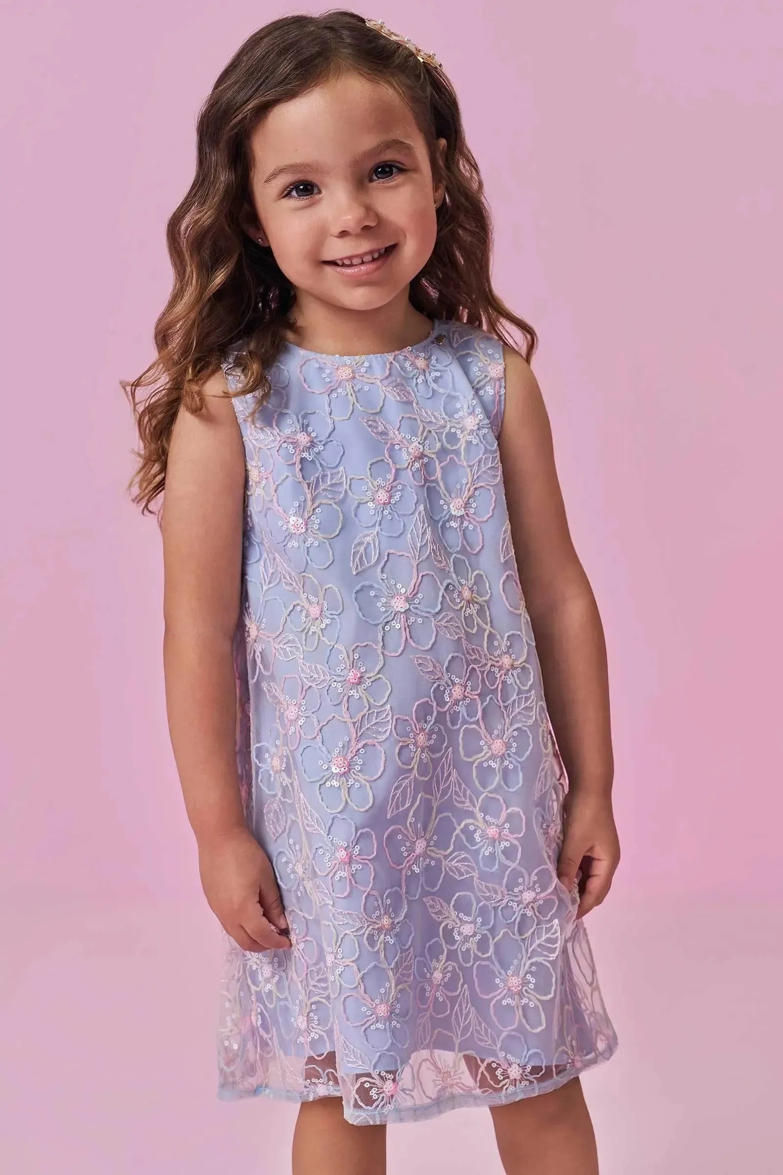 Vestido em Tule Bordado 98715 Kukiê Infantil Menina