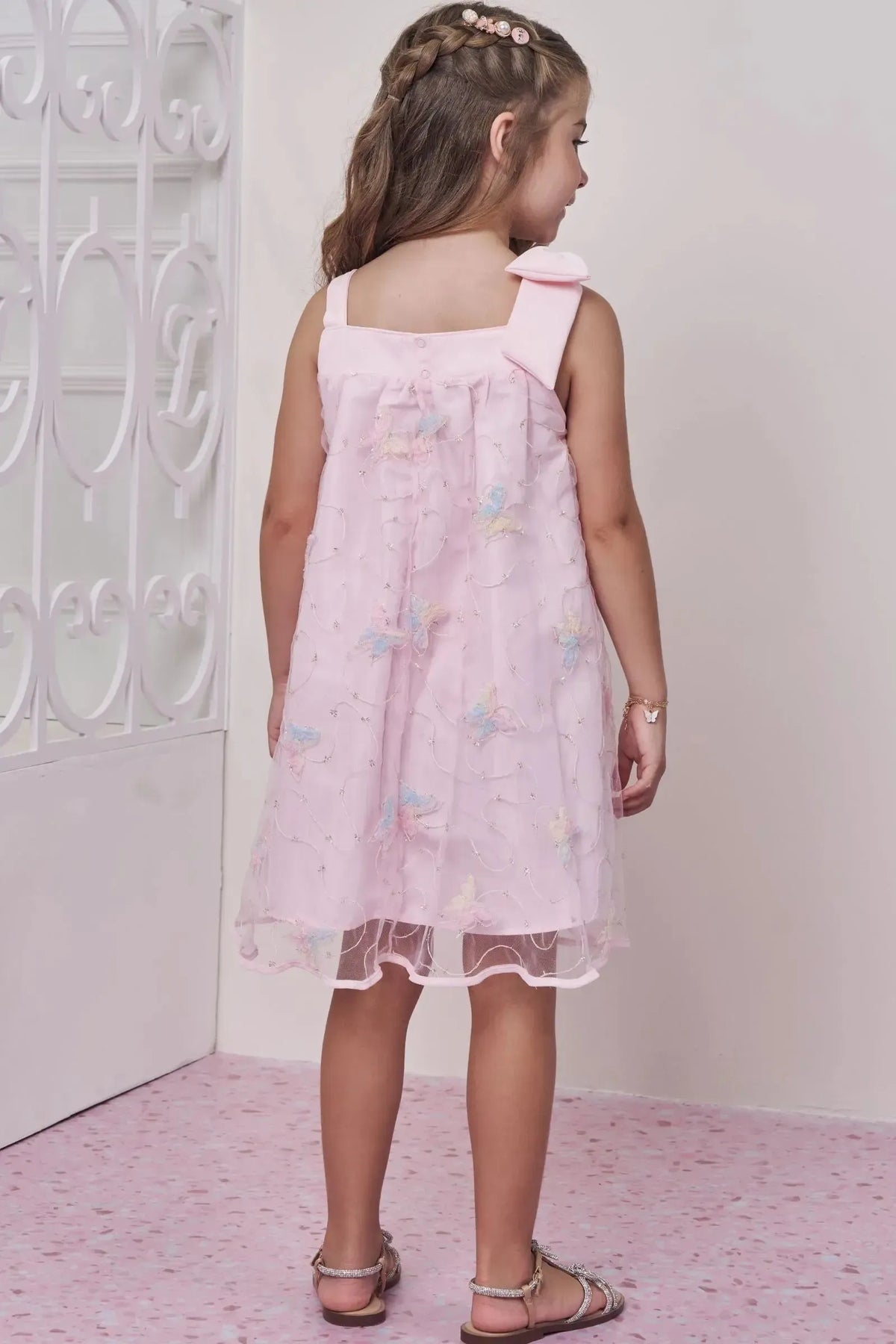 Vestido em Tule Bordado Borboleta 98792 Infanti Infantil Menina