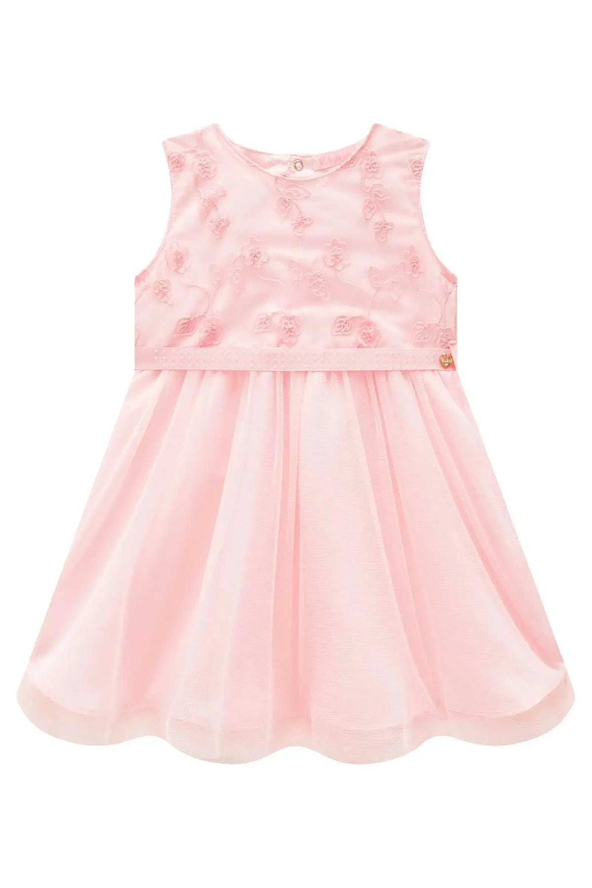 Vestido em Tule Bordado Flores 99139 Kukiê Bebê Menina