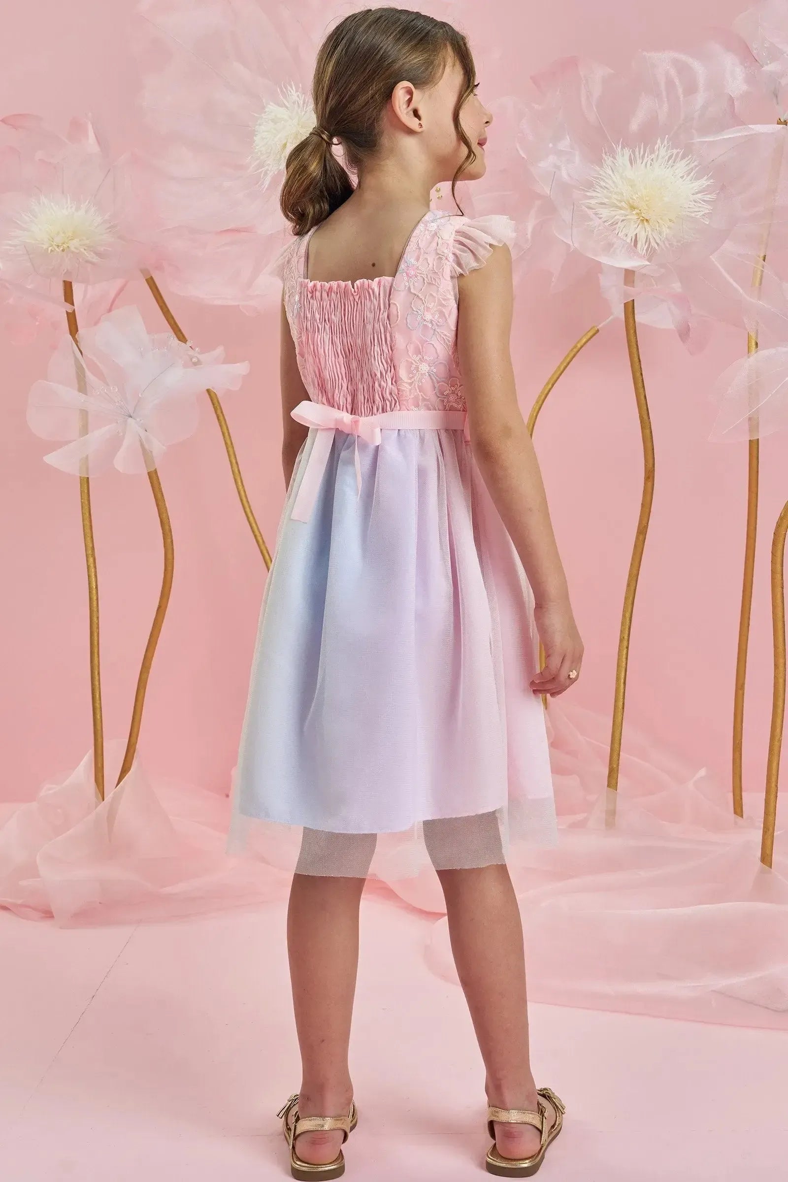 Vestido em Tule Bordado Garden 83696 Infanti Infantil Menina