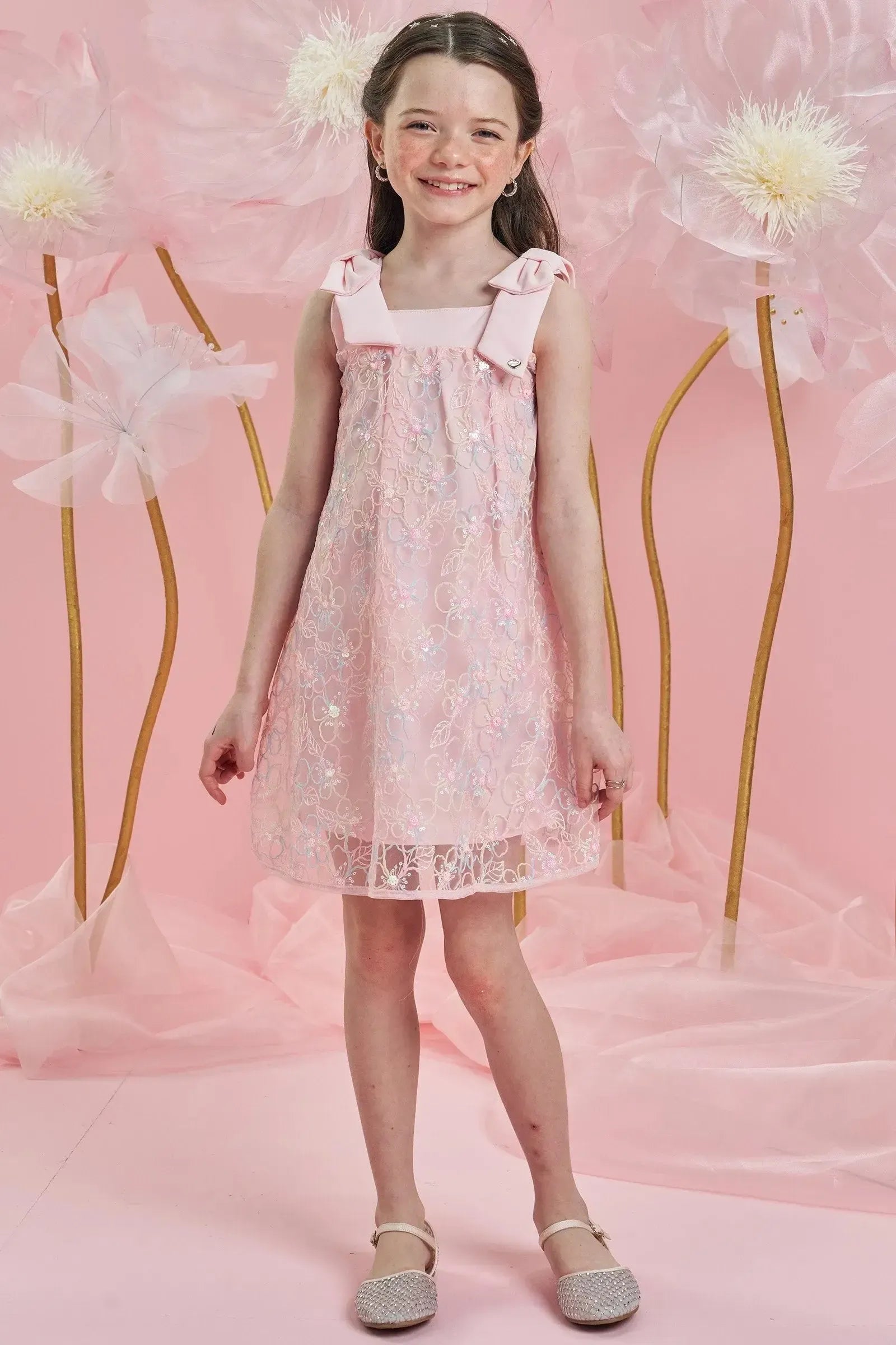 Vestido em Tule Bordado Garden 84008 Infanti Infantil Menina