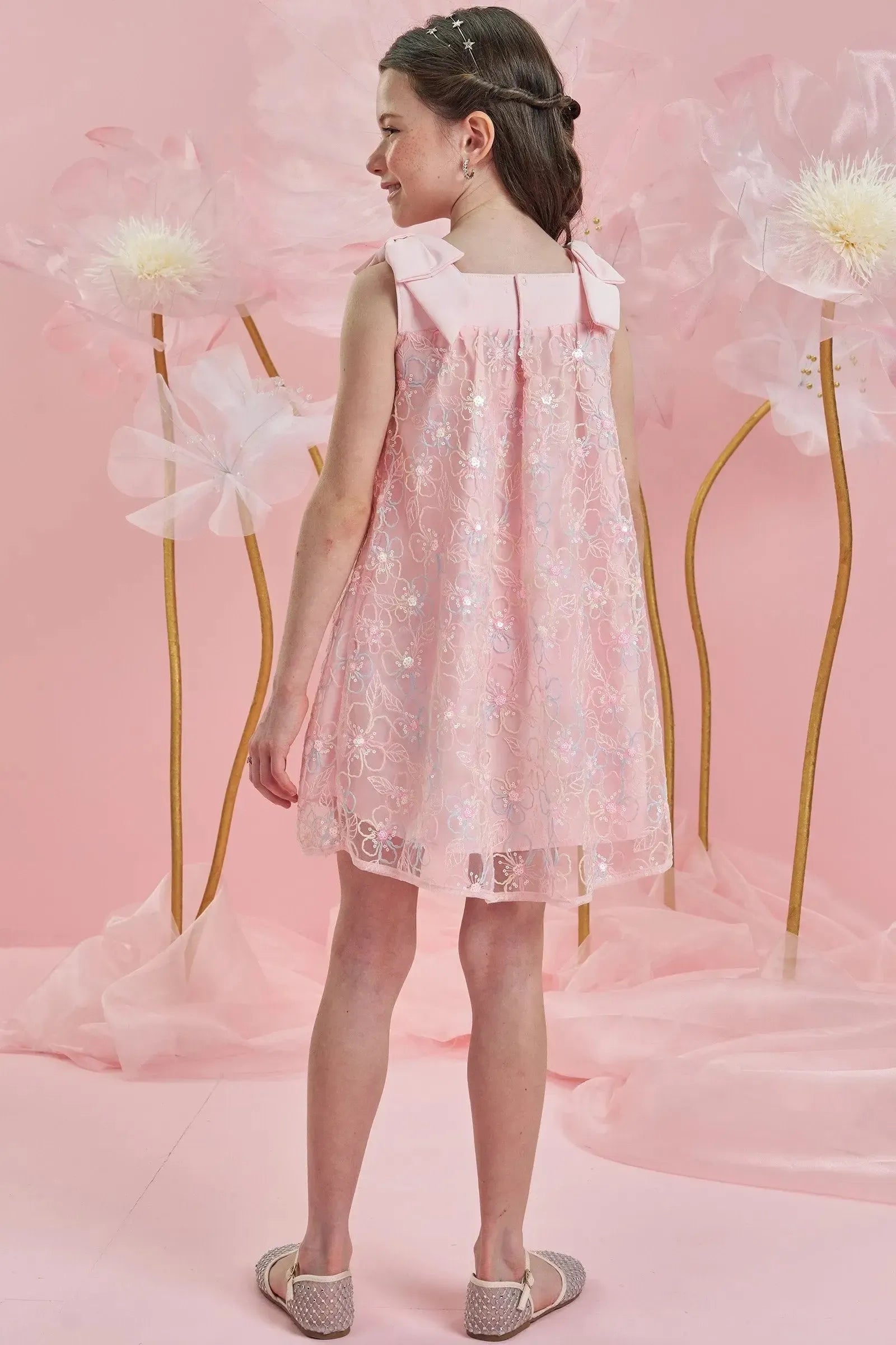 Vestido em Tule Bordado Garden 84008 Infanti Infantil Menina