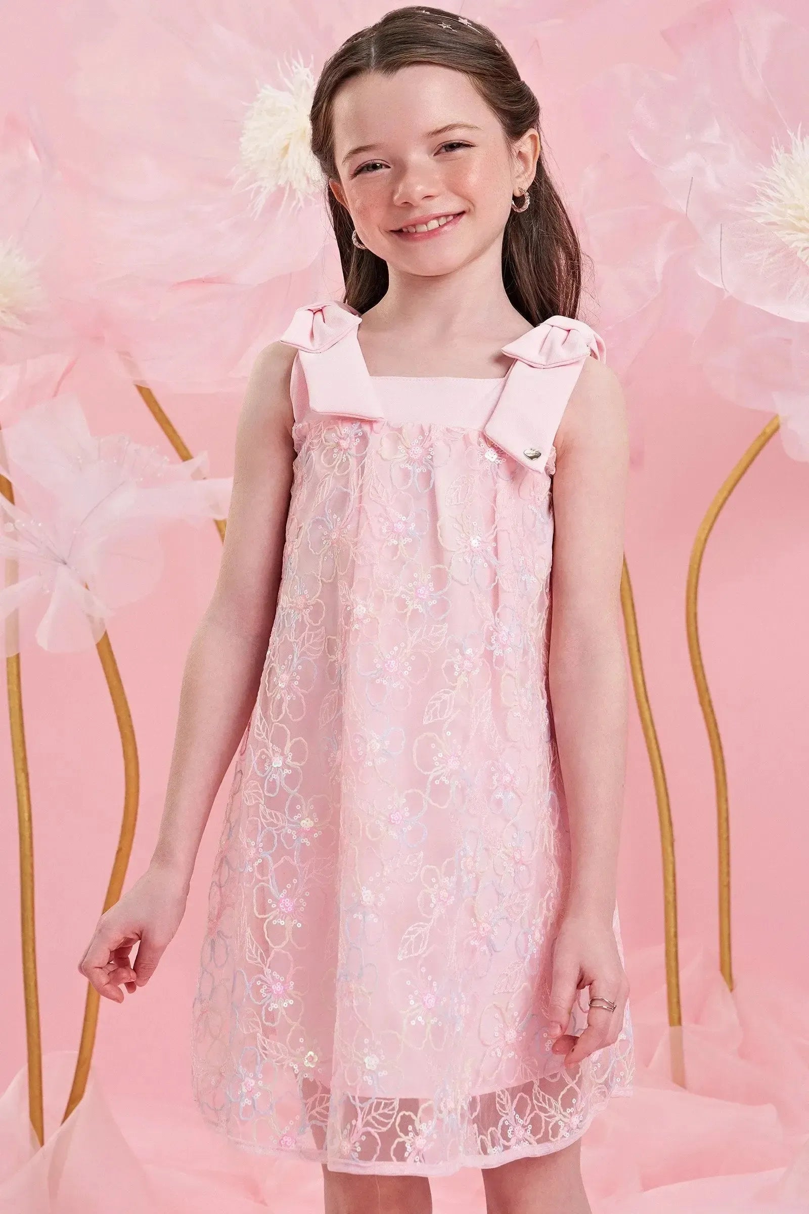 Vestido em Tule Bordado Garden 84008 Infanti Infantil Menina