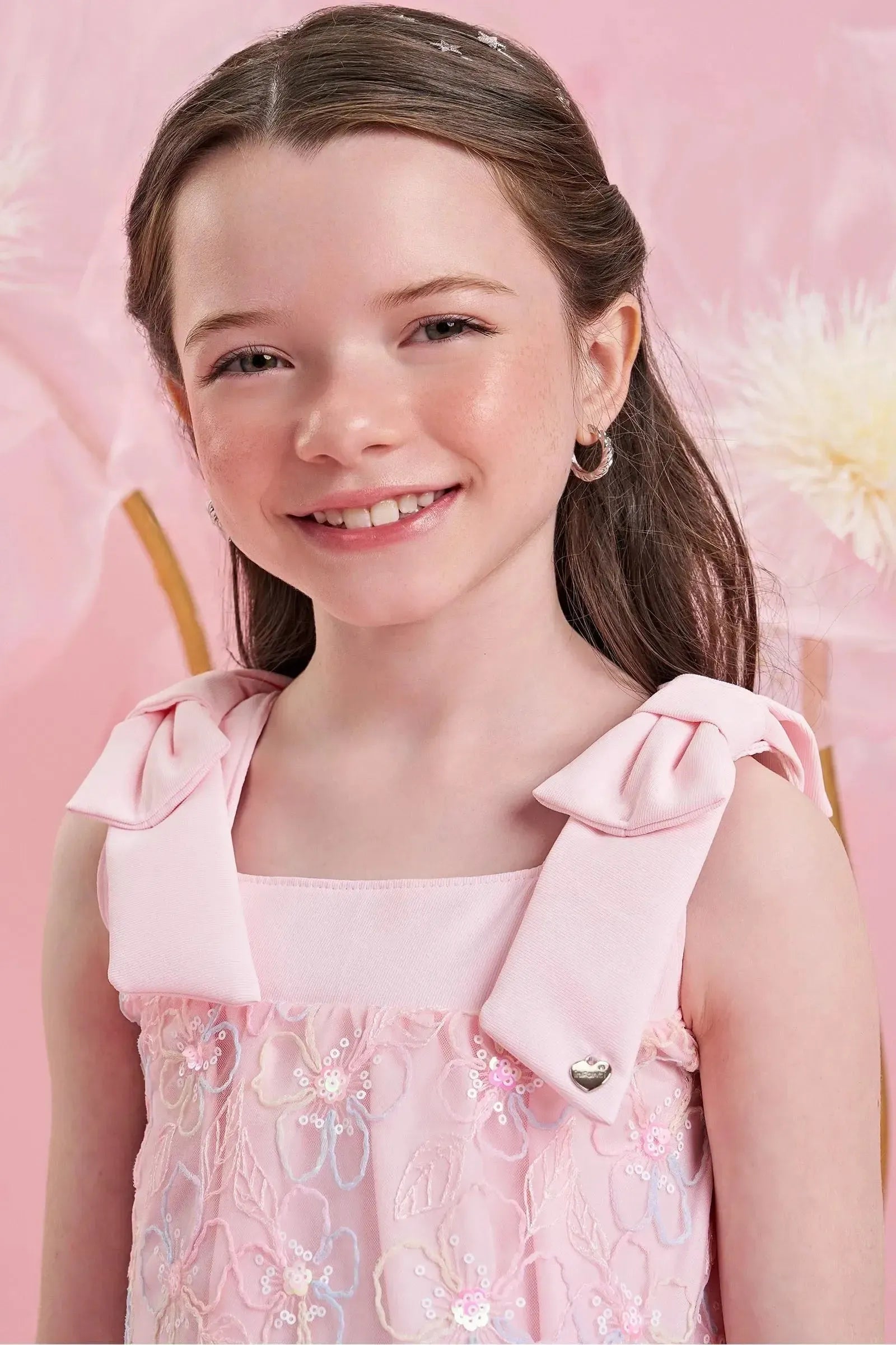 Vestido em Tule Bordado Garden 84008 Infanti Infantil Menina